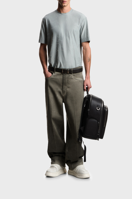 Emporio Armani Pamuk ve İpek Karışımlı Regular Fit Bisiklet Yaka
