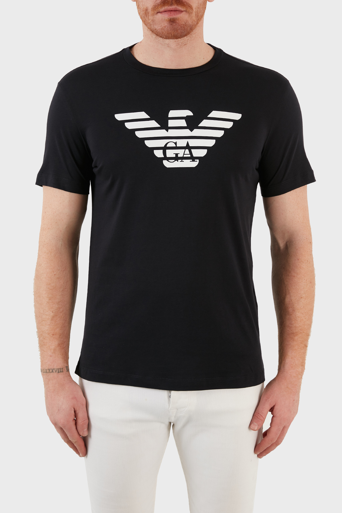 Emporio Armani Pamuklu Baskılı Regular Fit Bisiklet Yaka Erkek T Shirt 8N1TN5 1JPZZ 0975 LACİVERT