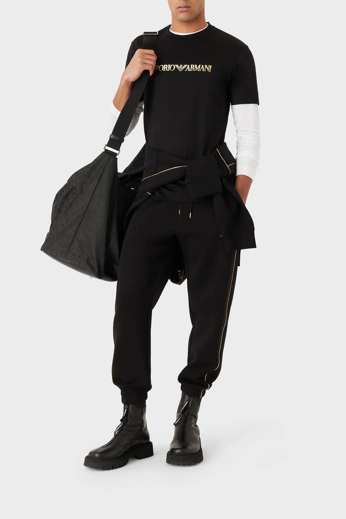 Emporio Armani Pamuklu Belden Bağlamalı Regular Fit Erkek Pantolon 3R1PV0 1JHSZ 0999 SİYAH