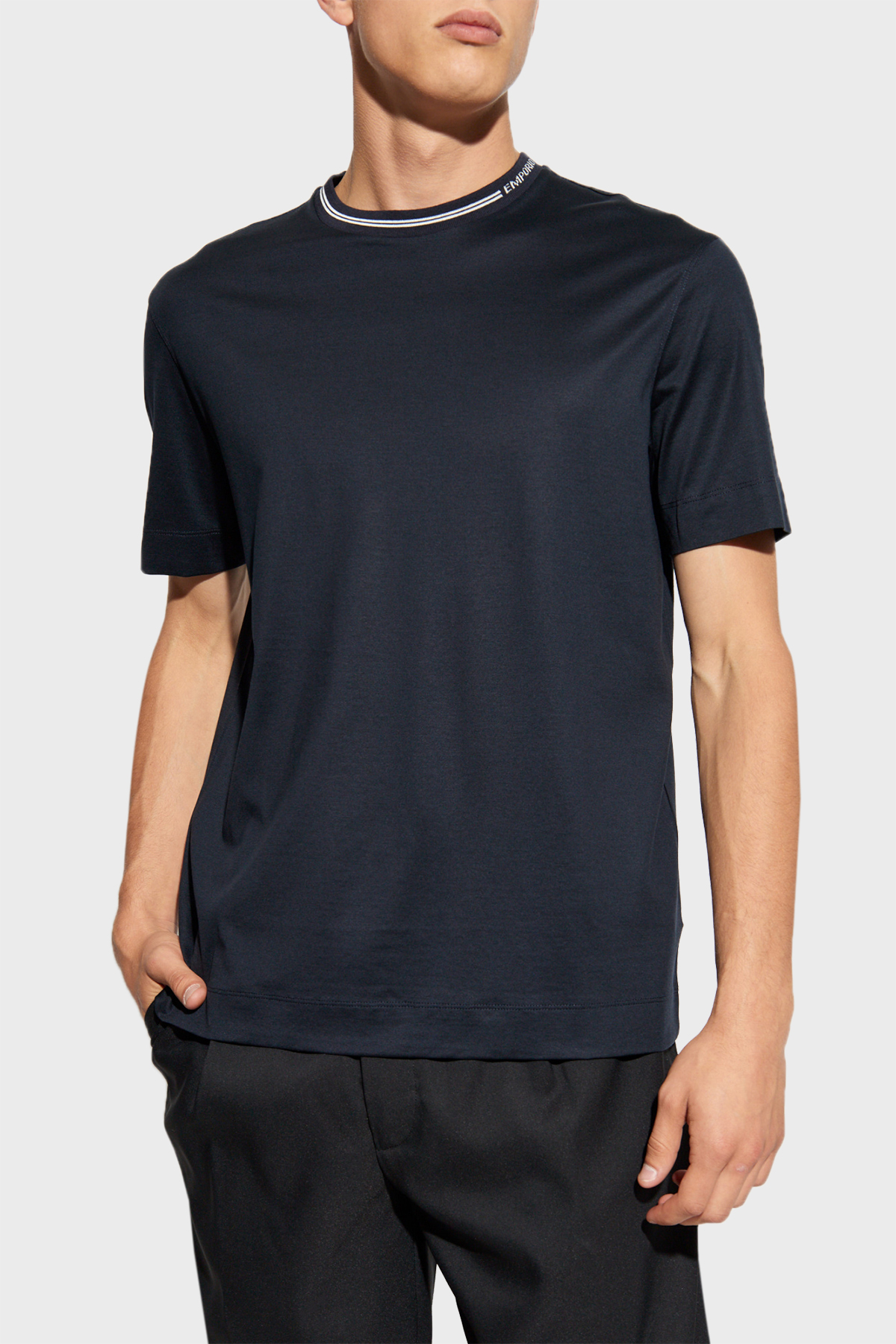 Emporio Armani Pamuklu Bisiklet Yaka Erkek T Shirt 6D1T95 1JOSZ 0920 LACİVERT