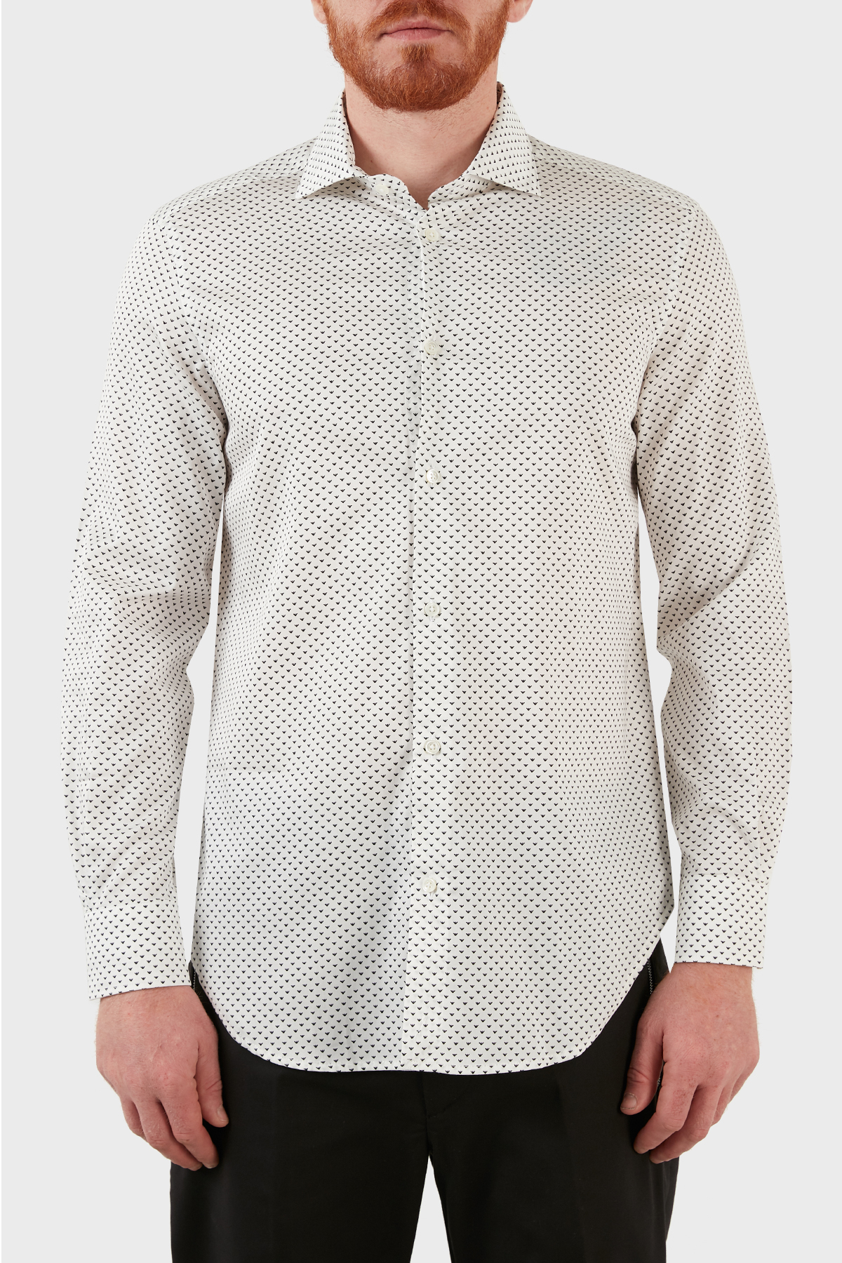 Emporio Armani Pamuklu Desenli Regular Fit Erkek Gömlek 3L1C86 1NPBZ F133 BEYAZ