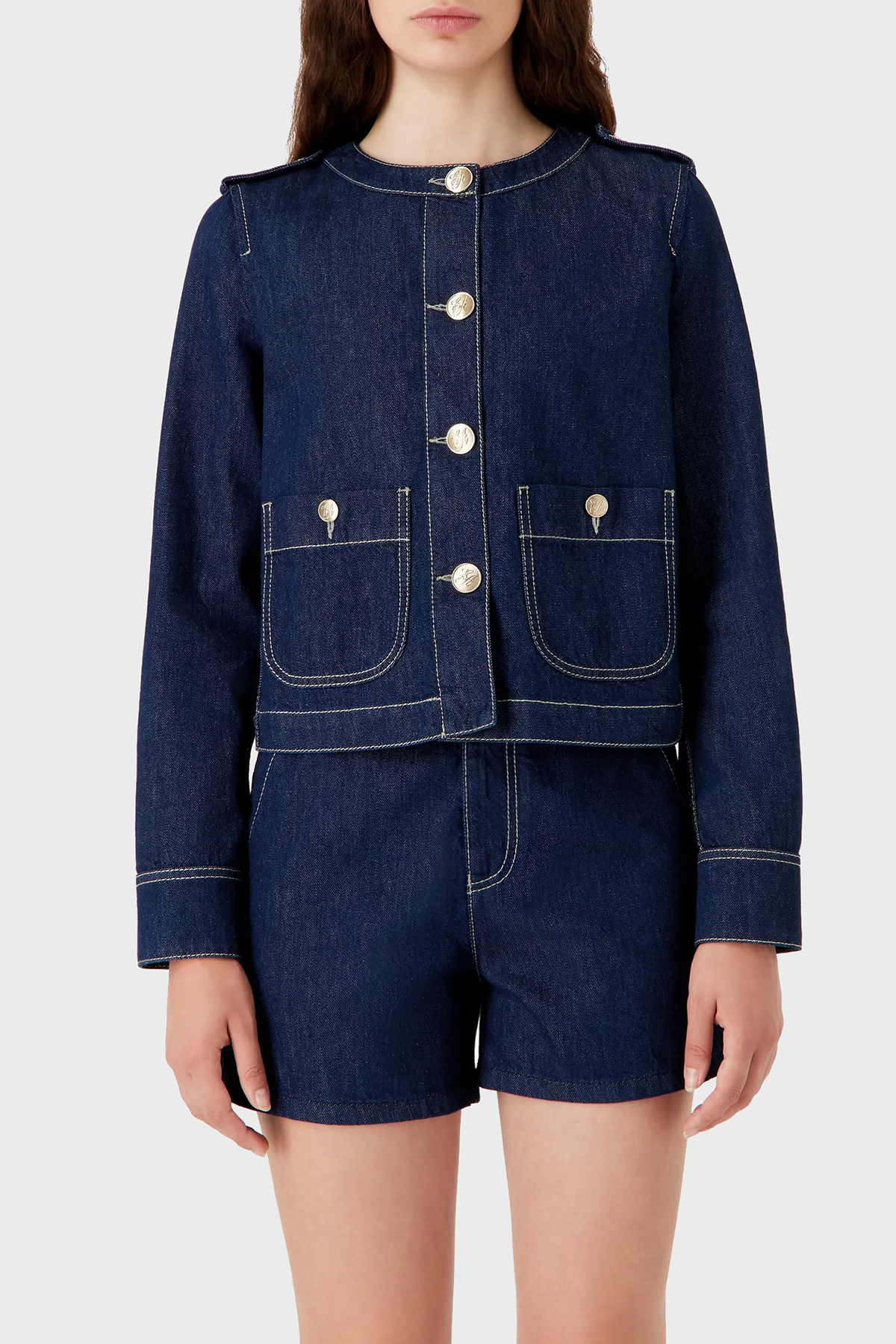 Emporio Armani Pamuklu Düğmeli Denim Kadın Ceket 3D2G63 2DM1Z 0941 LACİVERT
