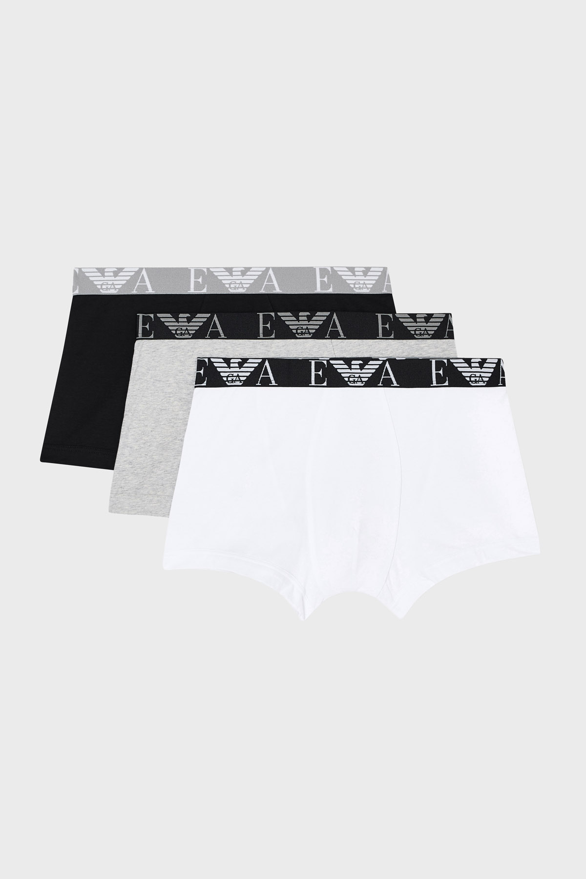 Emporio Armani Pamuklu Logolu 3 Pack Erkek Boxer EM000259 AF20668 MC197 Siyah-Gri-Beyaz
