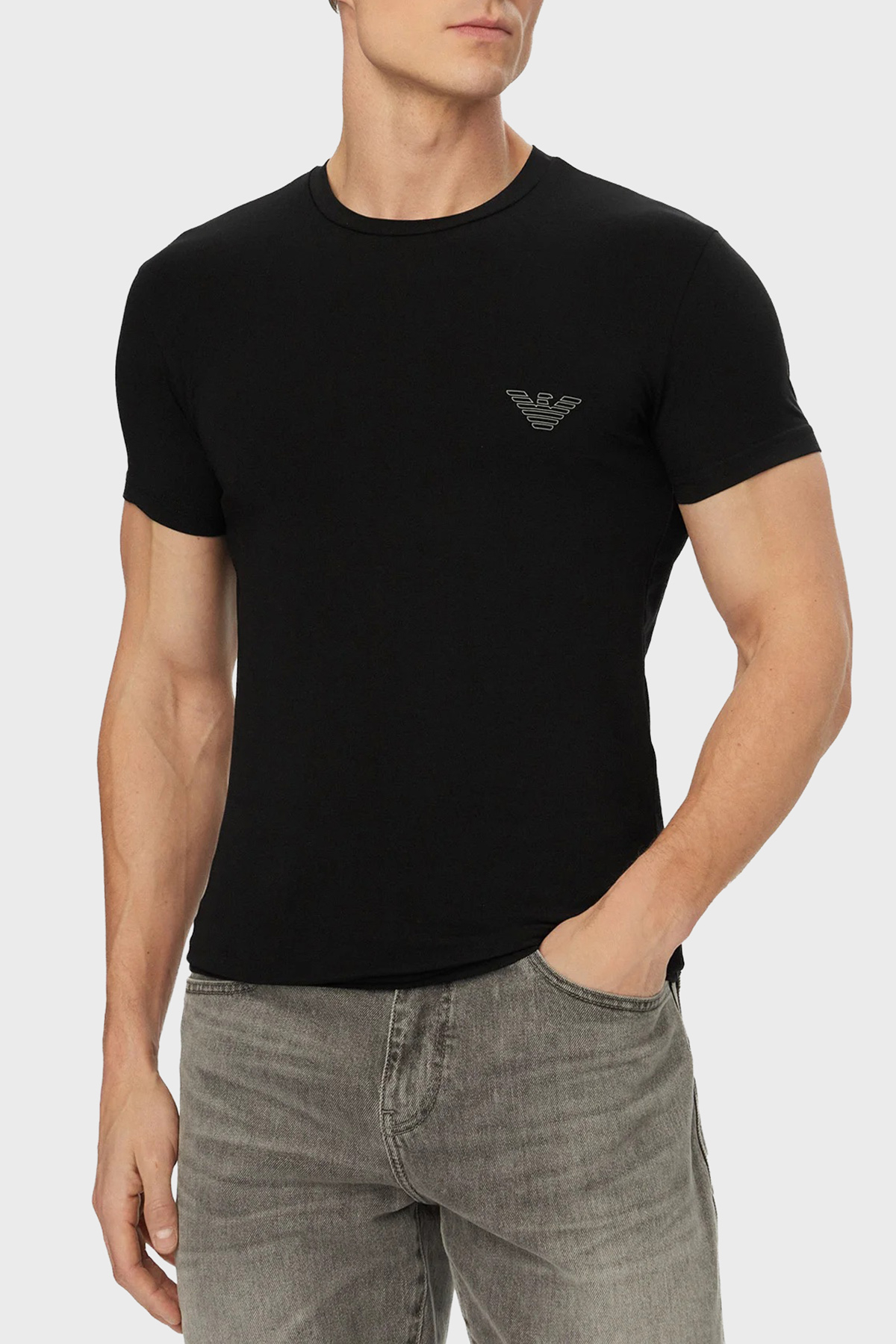 Emporio Armani Pamuklu Logolu Bisiklet Yaka Erkek T Shirt EM000375 AF18890 UC001 SİYAH