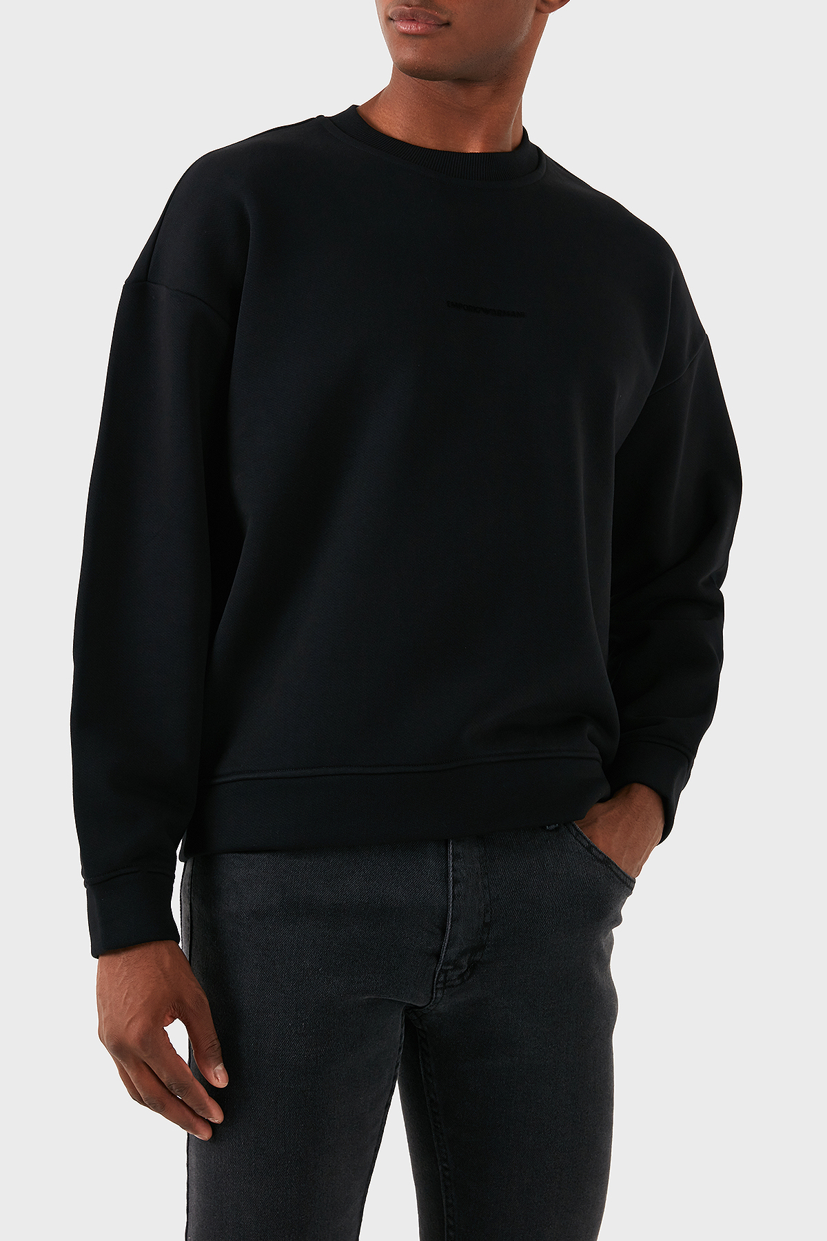Emporio Armani Pamuklu Logolu Regular Fit Bisiklet Yaka Erkek Sweat 6D1M95 1JTAZ 0999 SİYAH