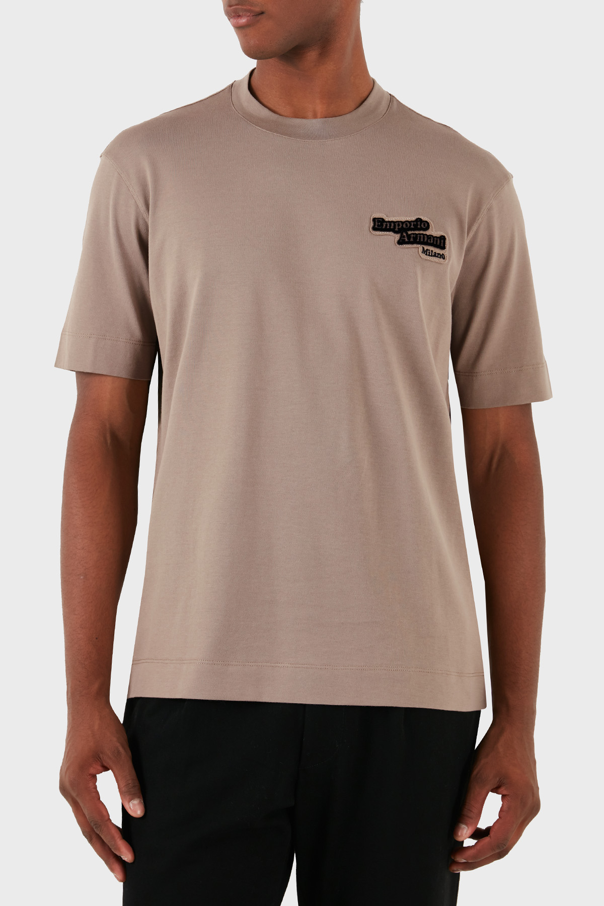 Emporio Armani Pamuklu Logolu Regular Fit Bisiklet Yaka Erkek T Shirt 6D1TD7 1JOCZ 0150 BEJ