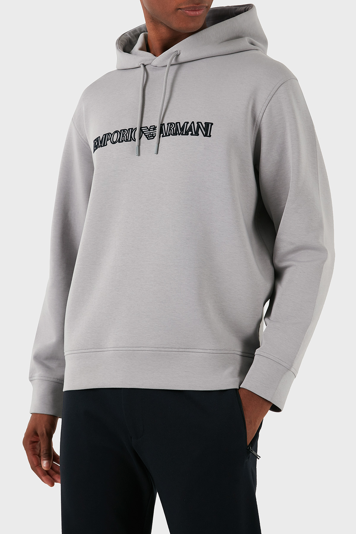 Emporio Armani Pamuklu Logolu Regular Fit Kapüşonlu Erkek Sweat 6D1M94 1JHSZ 0664 GRİ