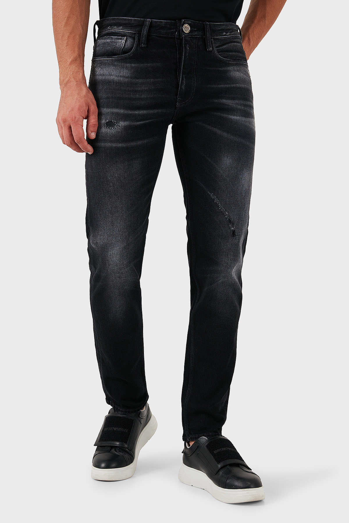 Emporio Armani Pamuklu Logolu Slim Fit Normal Bel Jeans Erkek Kot Pantolon 6D1J75 1D46Z 0006 SİYAH