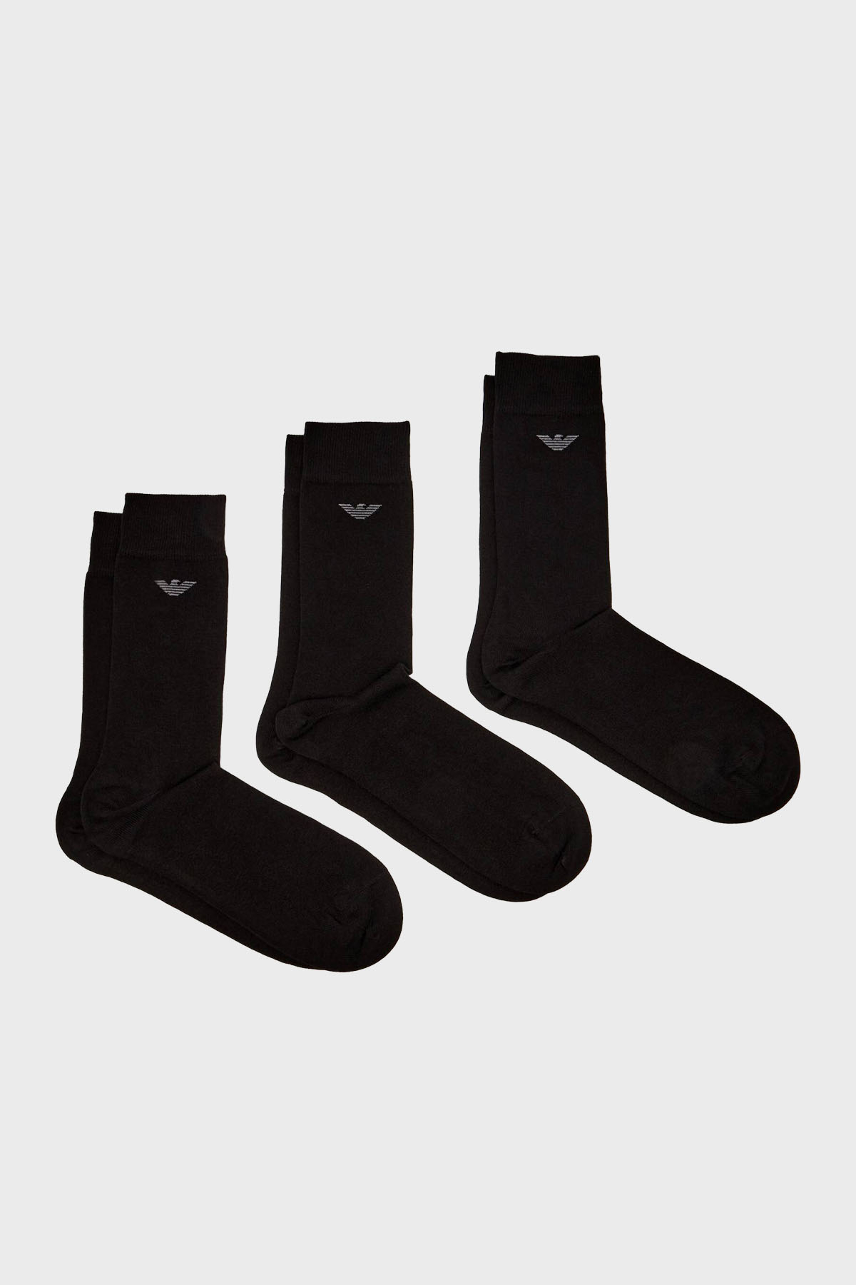 Emporio Armani Pamuklu Logolu Uzun 3 Pack Erkek Çorap EM000554 AF14446 MC061 SİYAH