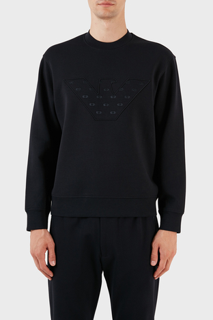 Emporio Armani Pamuklu Nakış Logolu Bisiklet Yaka Regular Fit Erkek Sweat 6R1ME7 1JHSZ 0920 LACİVERT - Emporio Armani