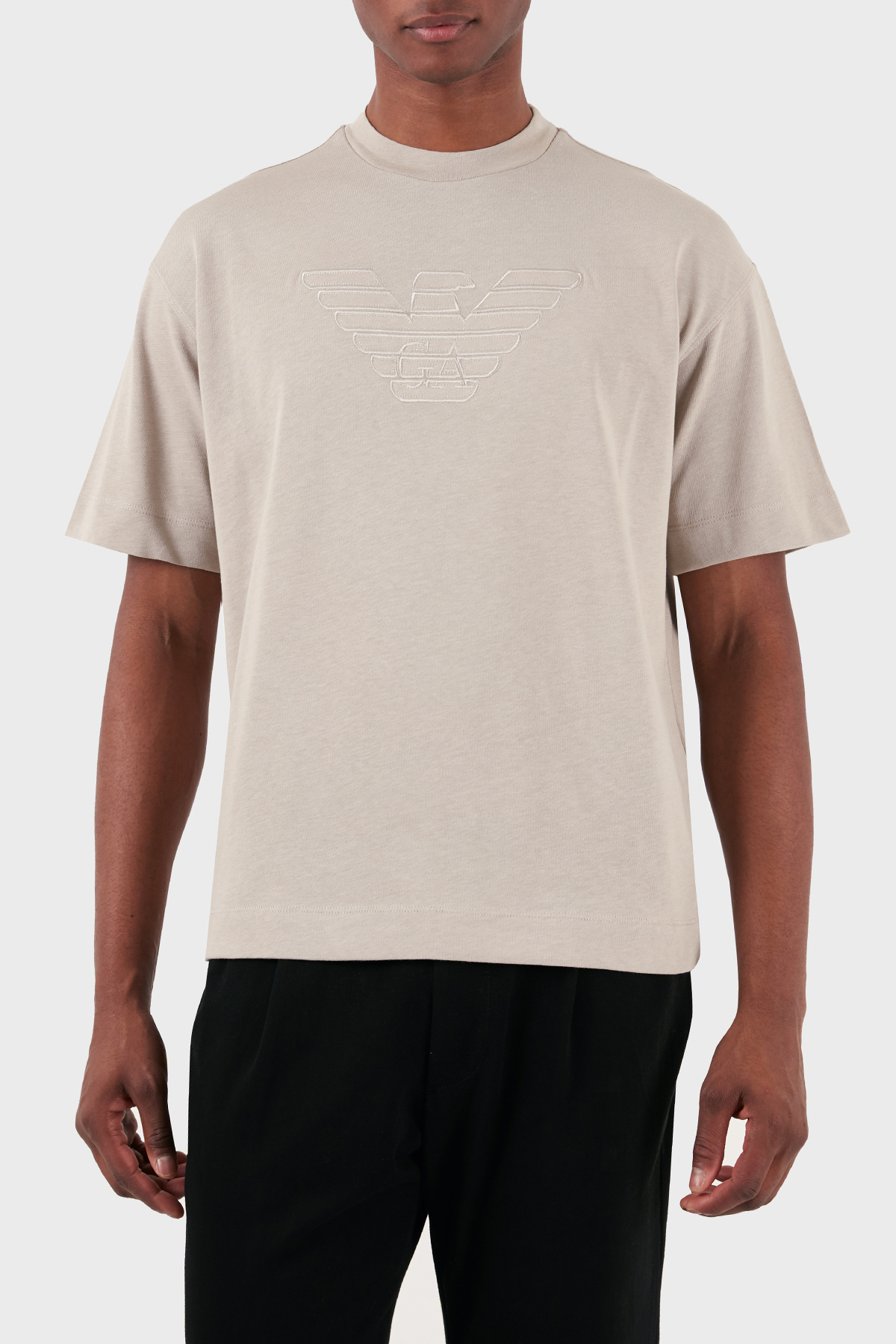 Emporio Armani Pamuklu Oversize Fit Bisiklet Yaka Erkek T Shirt 3D1T93 1J0EZ 0176 GRİ