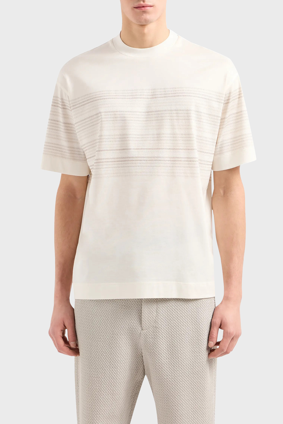 Emporio Armani Pamuklu Oversize Fit Erkek T Shirt 3D1TA3 1JUVZ 0128 EKRU