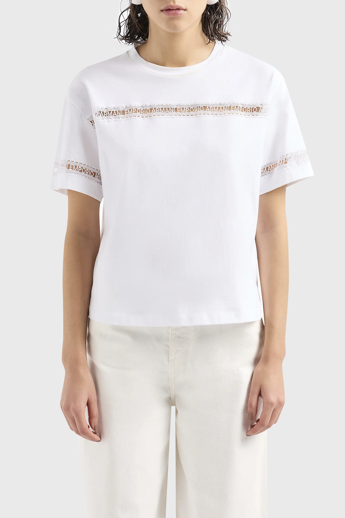 Emporio Armani Pamuklu Regular Fit Bisiklet Yaka Kadın T Shirt 3D2T7J 2JIDZ 0100 BEYAZ