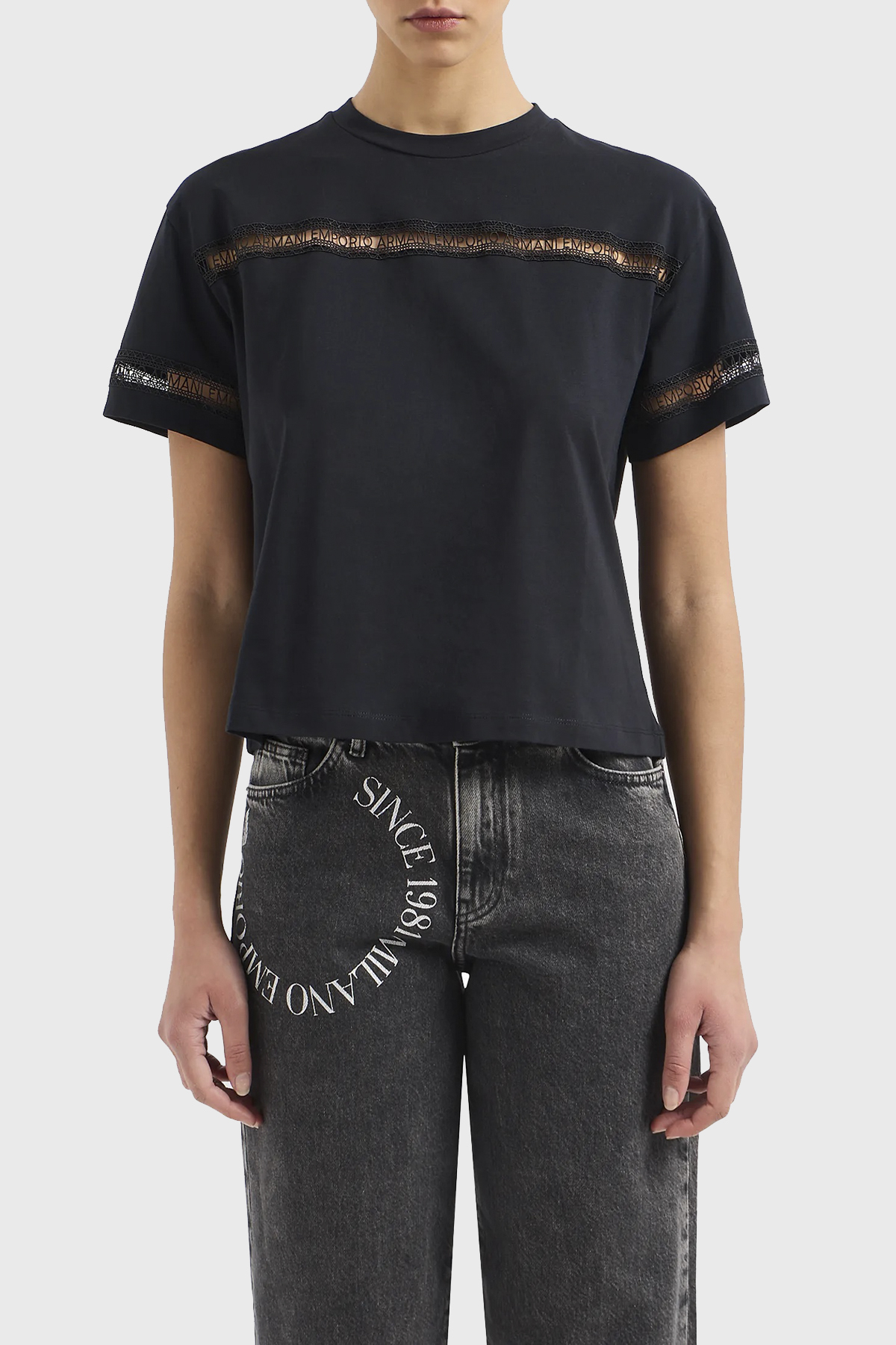 Emporio Armani Pamuklu Regular Fit Bisiklet Yaka Kadın T Shirt 3D2T7J 2JIDZ 0927 SİYAH