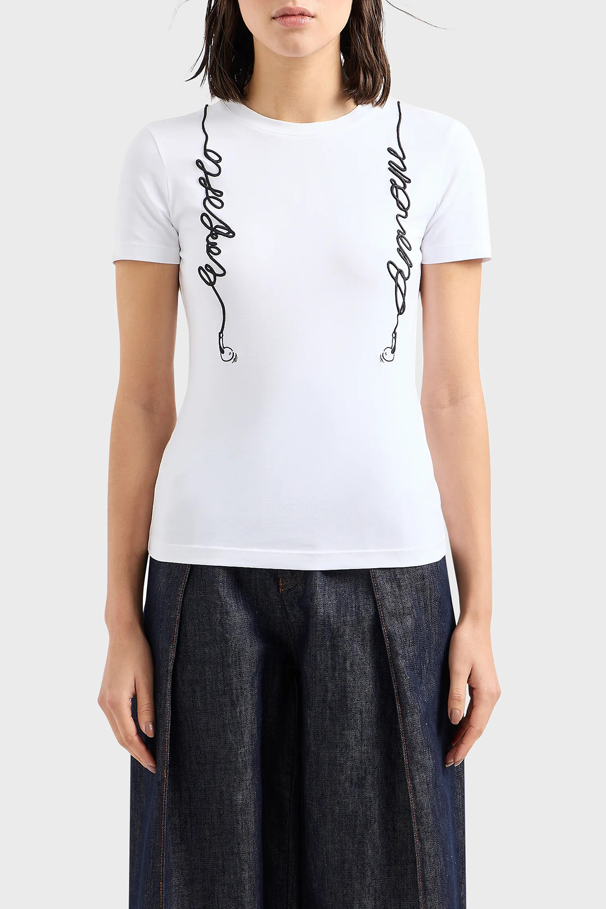 Emporio Armani Pamuklu Regular Fit Bisiklet Yaka Kadın T Shirt 3D2T7R 2J07Z 0100 BEYAZ