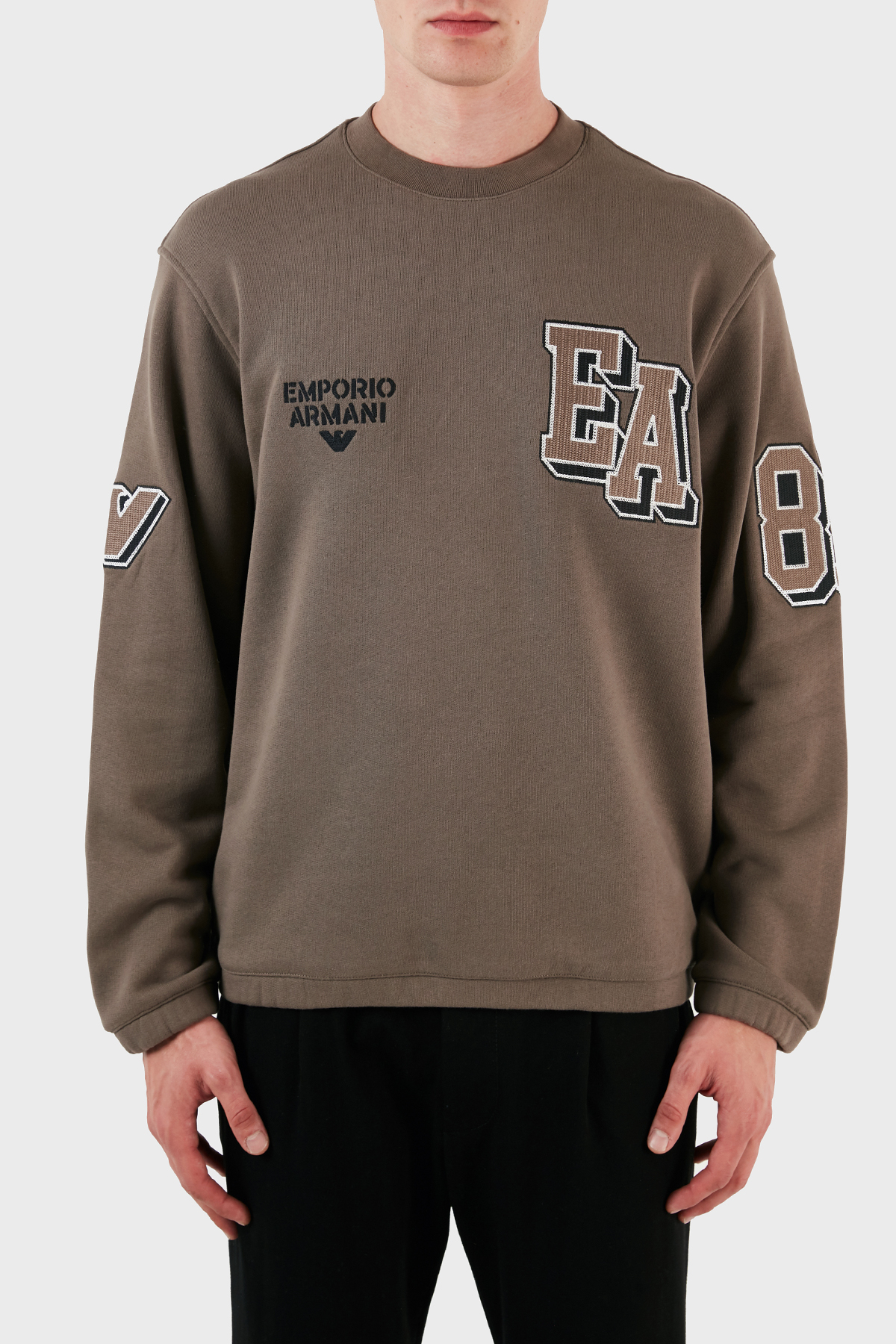 Emporio Armani Pamuklu Regular Fit Bisiklet Yaka Erkek Sweat 6R1MG4 1JWPZ 0440 VİZON