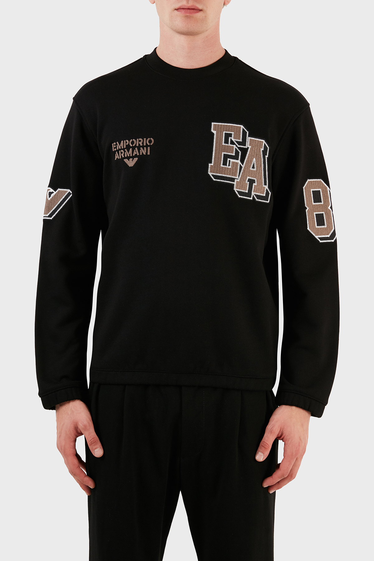Emporio Armani Pamuklu Regular Fit Bisiklet Yaka Erkek Sweat 6R1MG4 1JWPZ 0999 SİYAH