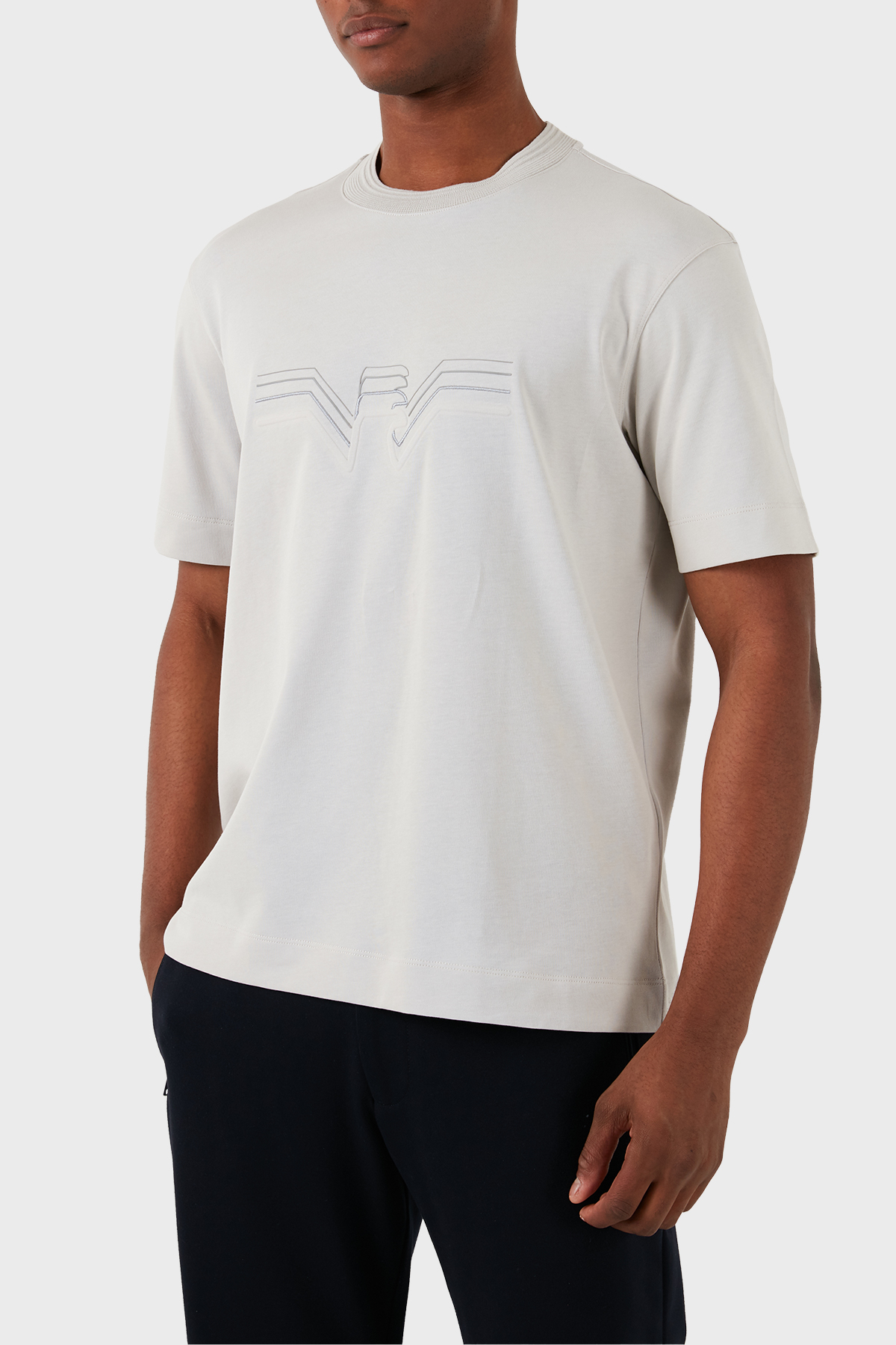 Emporio Armani Pamuklu Regular Fit Bisiklet Yaka Erkek T Shirt 3D1T89 1JWZZ 0646 GRİ