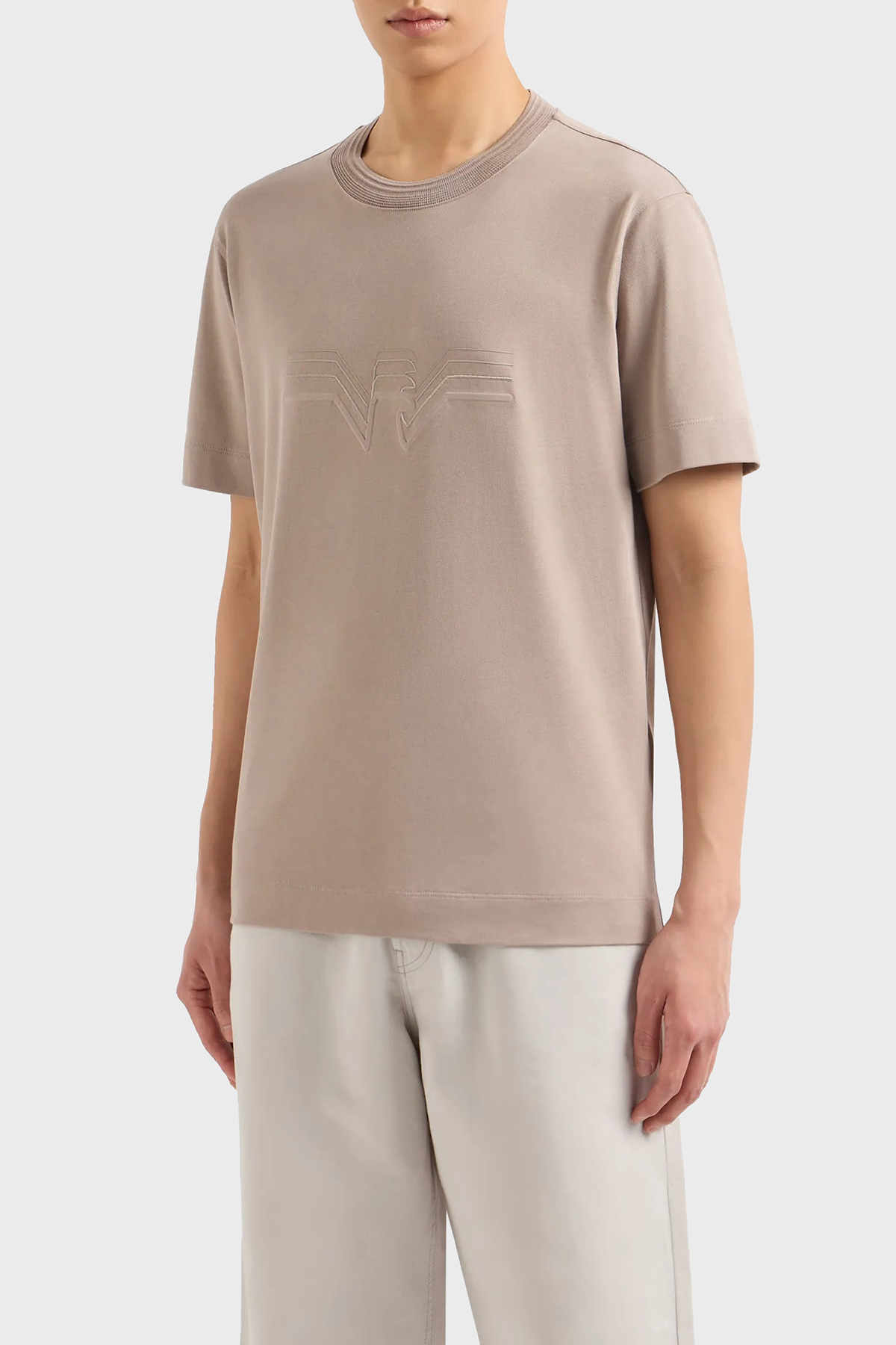 Emporio Armani Pamuklu Regular Fit Bisiklet Yaka Erkek T Shirt 3D1T89 1JWZZ 0650 BEJ