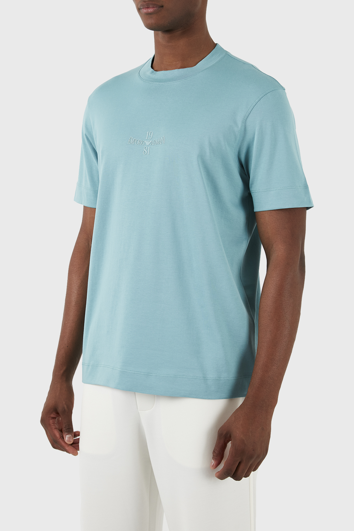 Emporio Armani Pamuklu Regular Fit Bisiklet Yaka Erkek T Shirt 3D1TH3 1JOCZ 0749 TURKUAZ