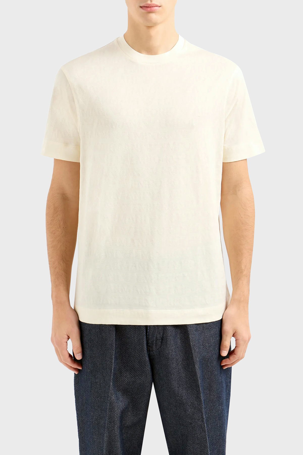 Emporio Armani Pamuklu Regular Fit Bisiklet Yaka Erkek T Shirt 3D1TH5 1JORZ 0128 EKRU