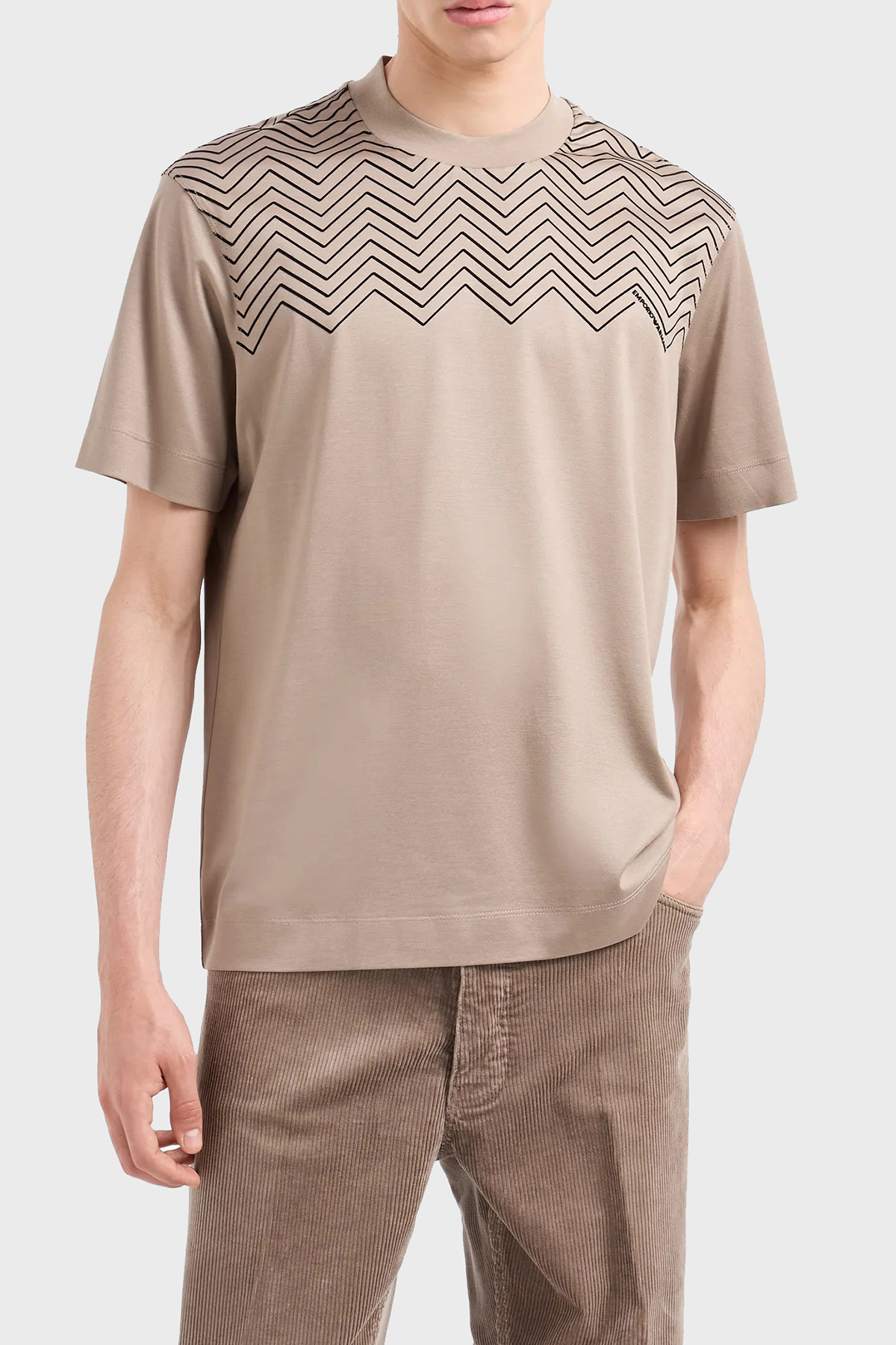 Emporio Armani Pamuklu Regular Fit Bisiklet Yaka Erkek T Shirt 6D1T91 1JOSZ 0144 BEJ