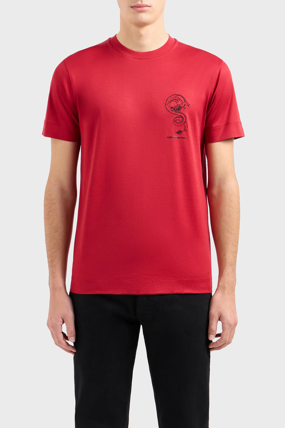 Emporio Armani Pamuklu Regular Fit Bisiklet Yaka Erkek T Shirt EM000009 AF10017 M5003 KIRMIZI