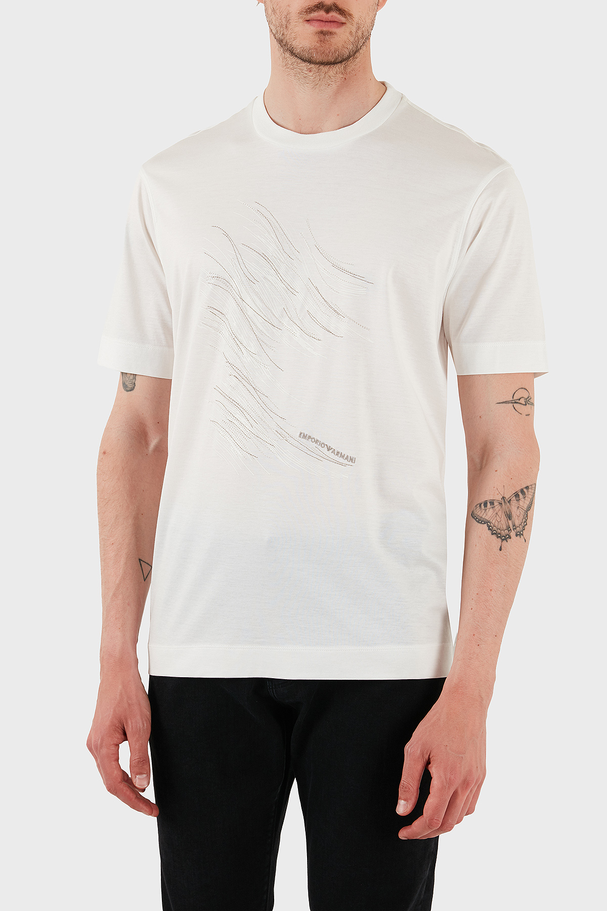 Emporio Armani Pamuklu Regular Fit Bisiklet Yaka Erkek T Shirt EM001023 AF13747 M0133 BEYAZ
