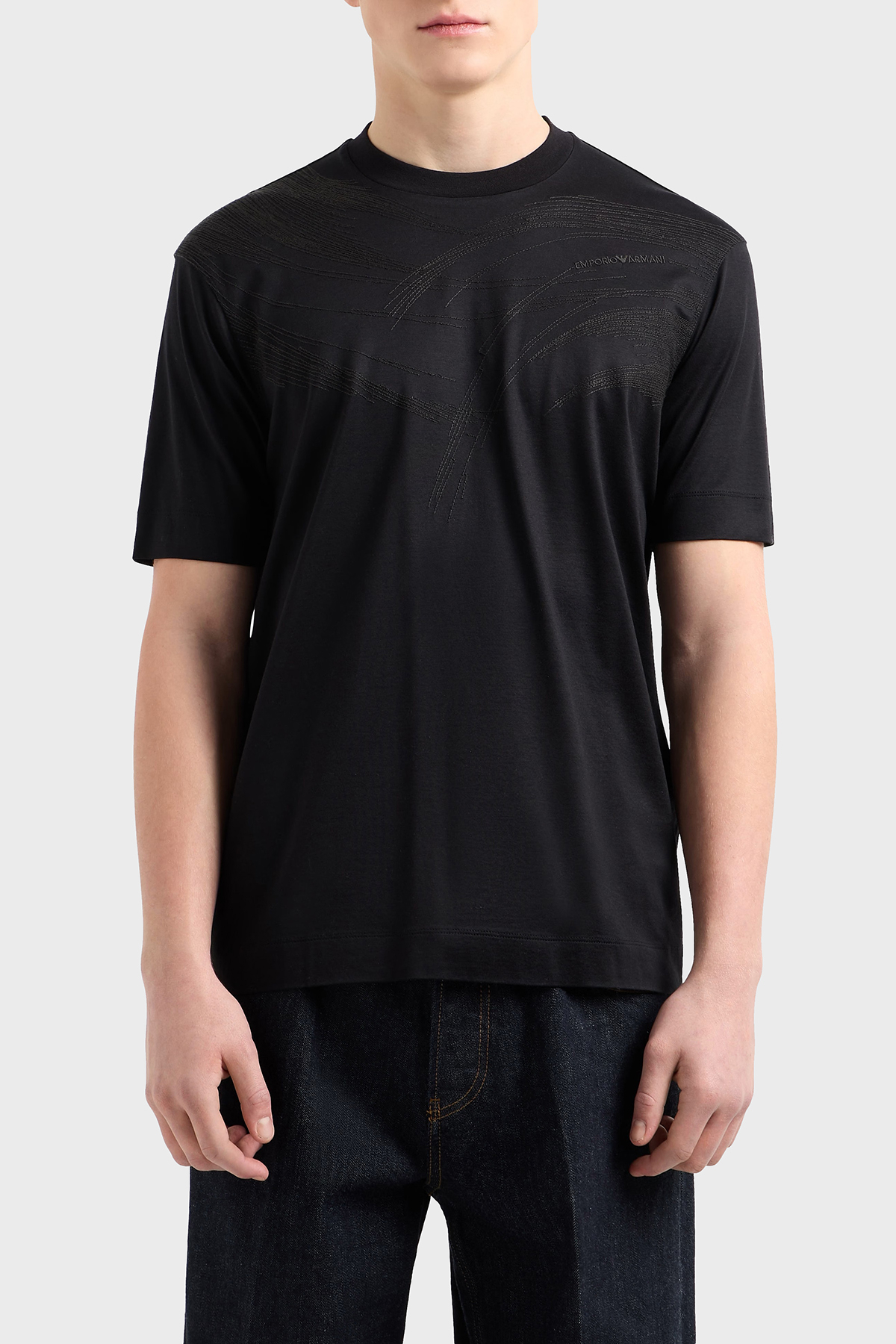 Emporio Armani Pamuklu Regular Fit Bisiklet Yaka Erkek T Shirt EM001023 AF13747 MC203 SİYAH