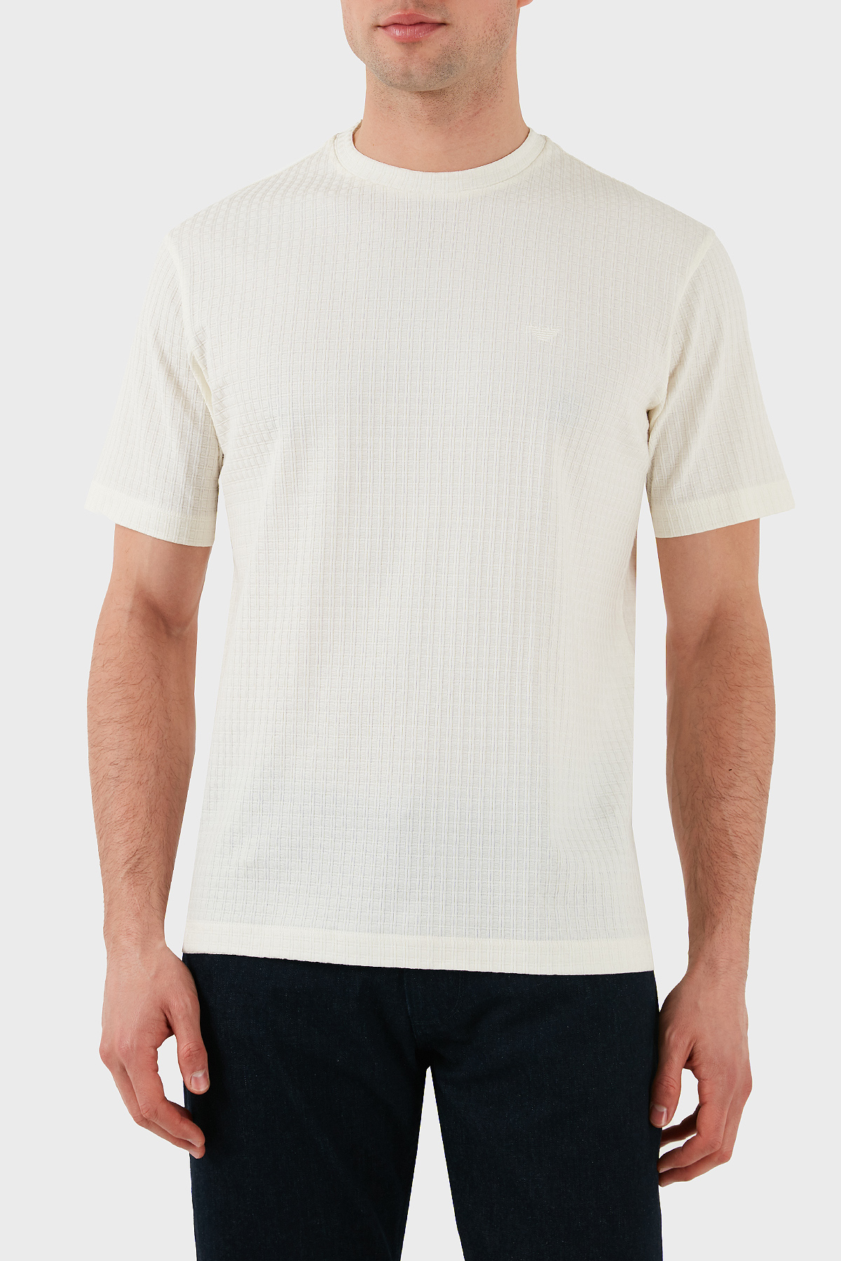Emporio Armani Pamuklu Regular Fit Bisiklet Yaka Erkek T Shirt EM001728 AF14874 F1053 EKRU