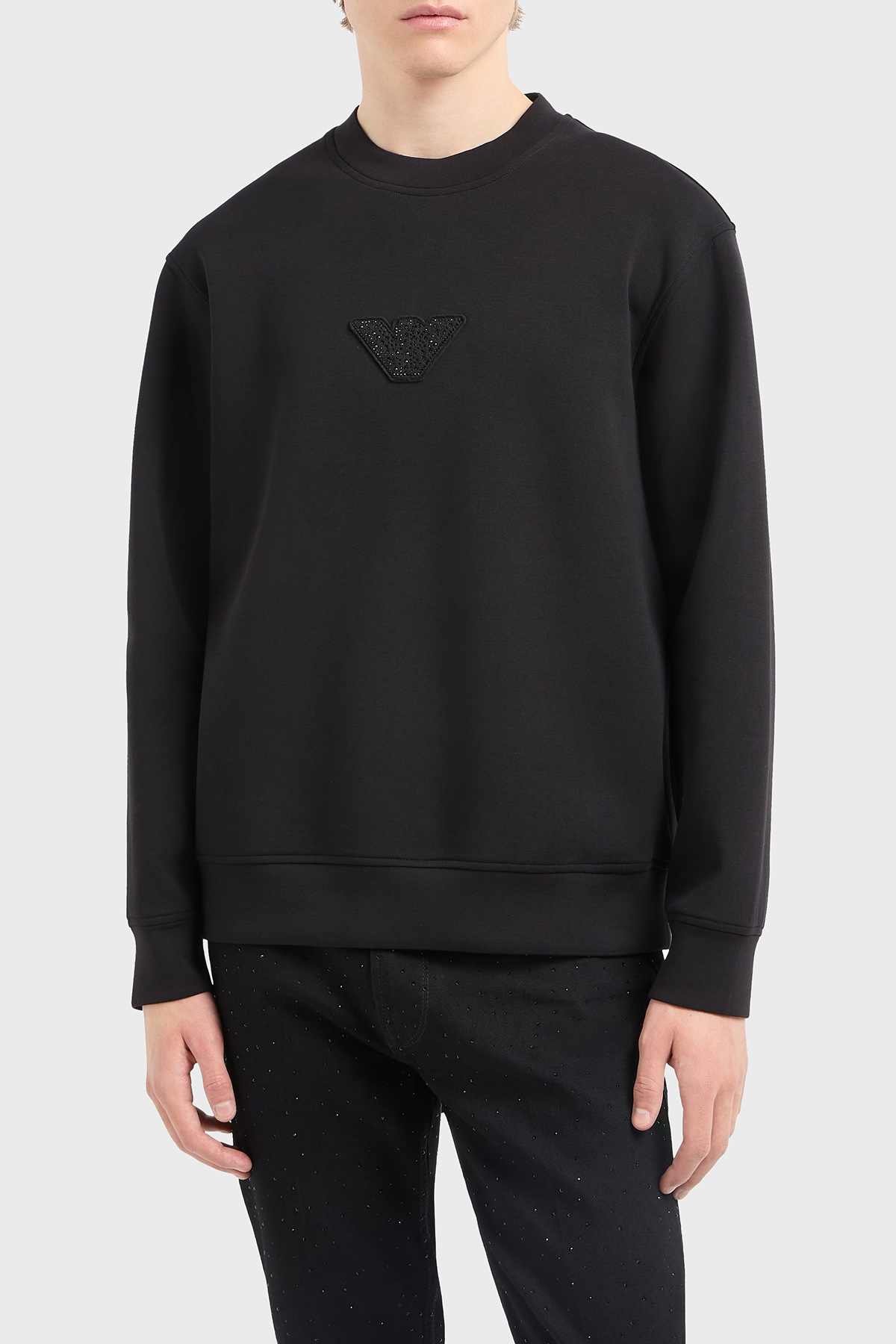 Emporio Armani Pamuklu Regular Fit Bisiklet Yaka Logolu Erkek Sweat EM001494 AF10013 UC001 SİYAH