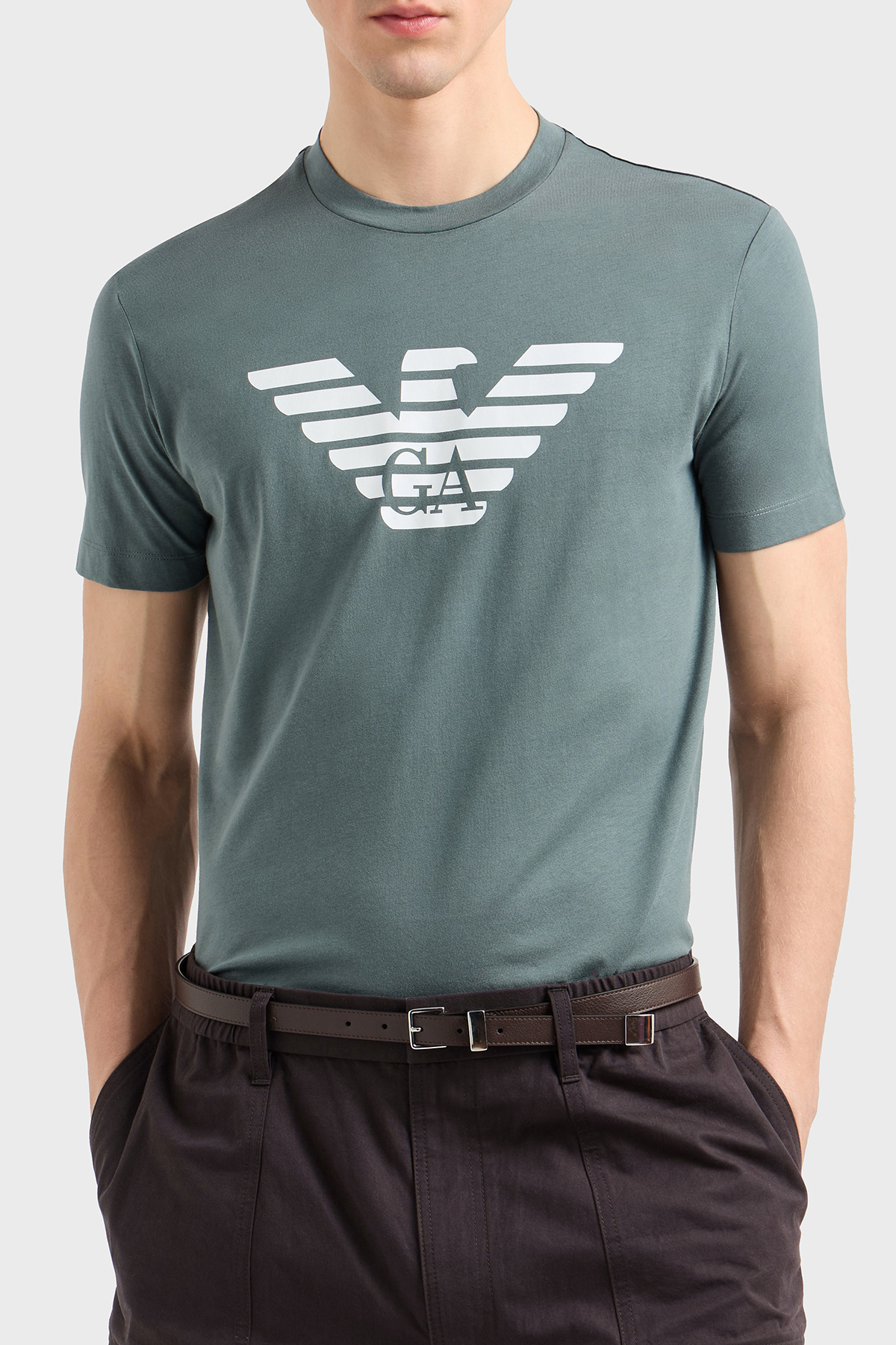 Emporio Armani Pamuklu Regular Fit Bisiklet Yaka Logolu Erkek T Shirt 8N1TN5 1JPZZ M9061 YEŞİL