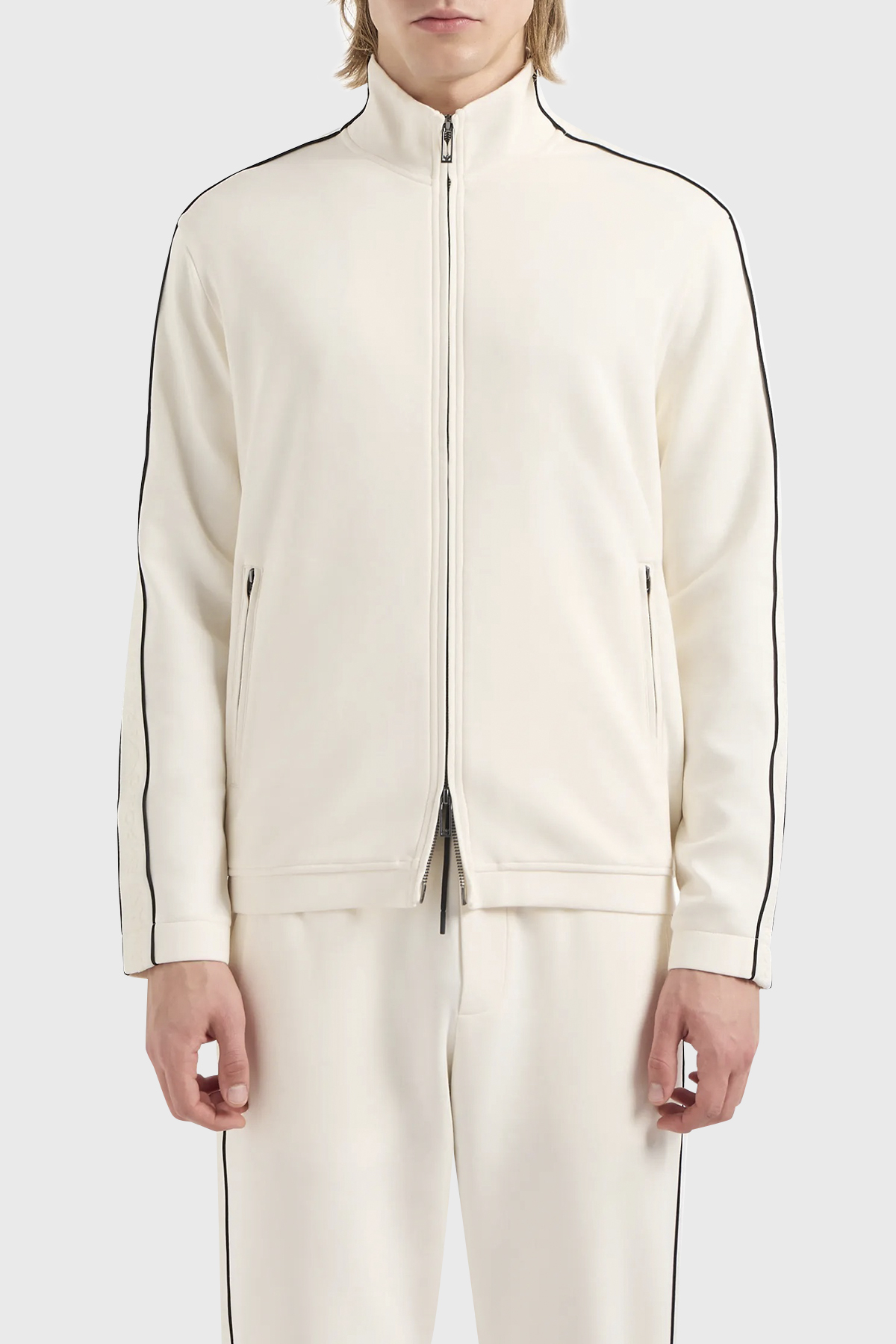 Emporio Armani Pamuklu Regular Fit Dik Yaka Erkek Sweat 3D1M69 1JHSZ 0128 EKRU