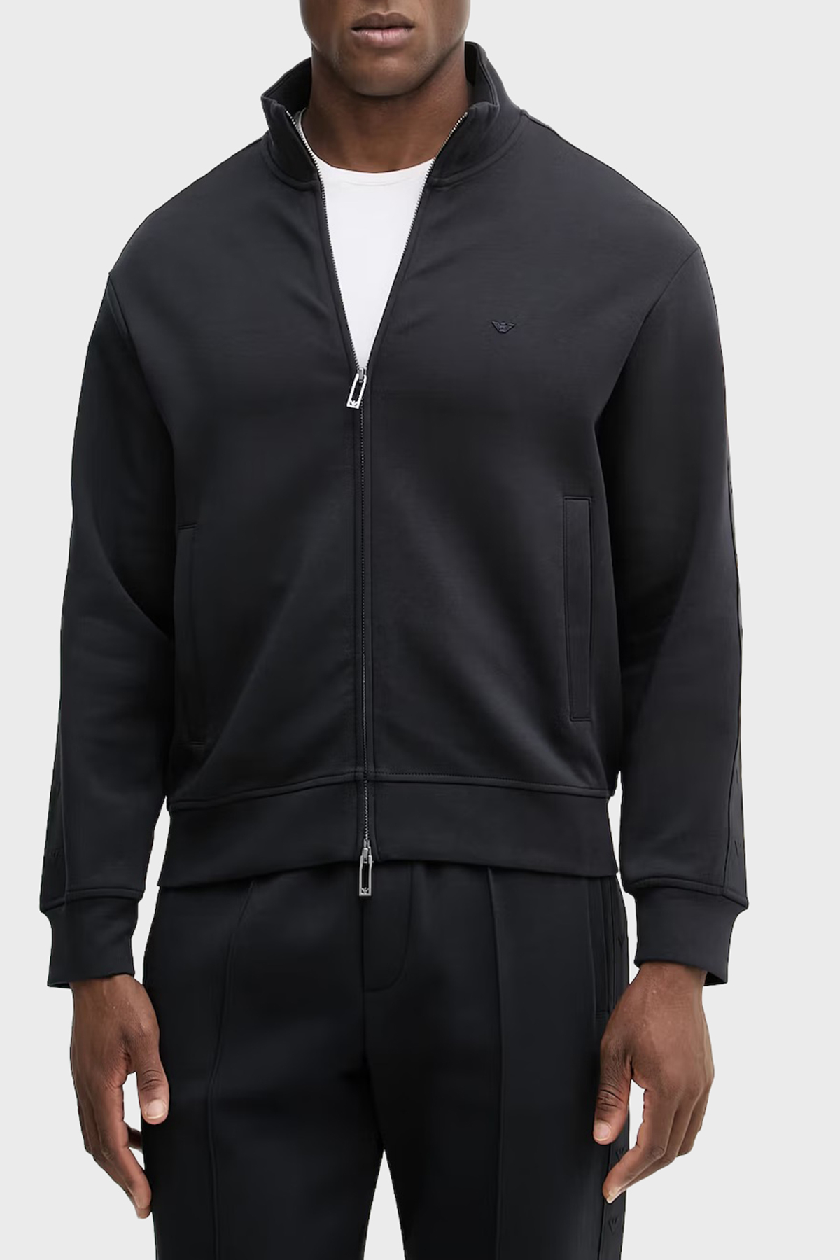 Emporio Armani Pamuklu Regular Fit Dik Yaka Fermuarlı Erkek Sweat EM005222 AF10013 UB118 LACİVERT