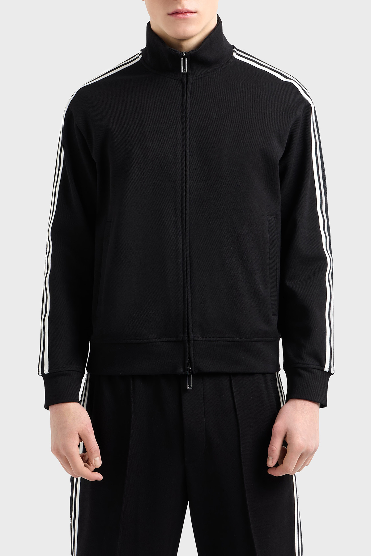 Emporio Armani Pamuklu Regular Fit Dik Yaka Logo Bantlı Erkek Sweat EM001110 AF13488 UC001 SİYAH