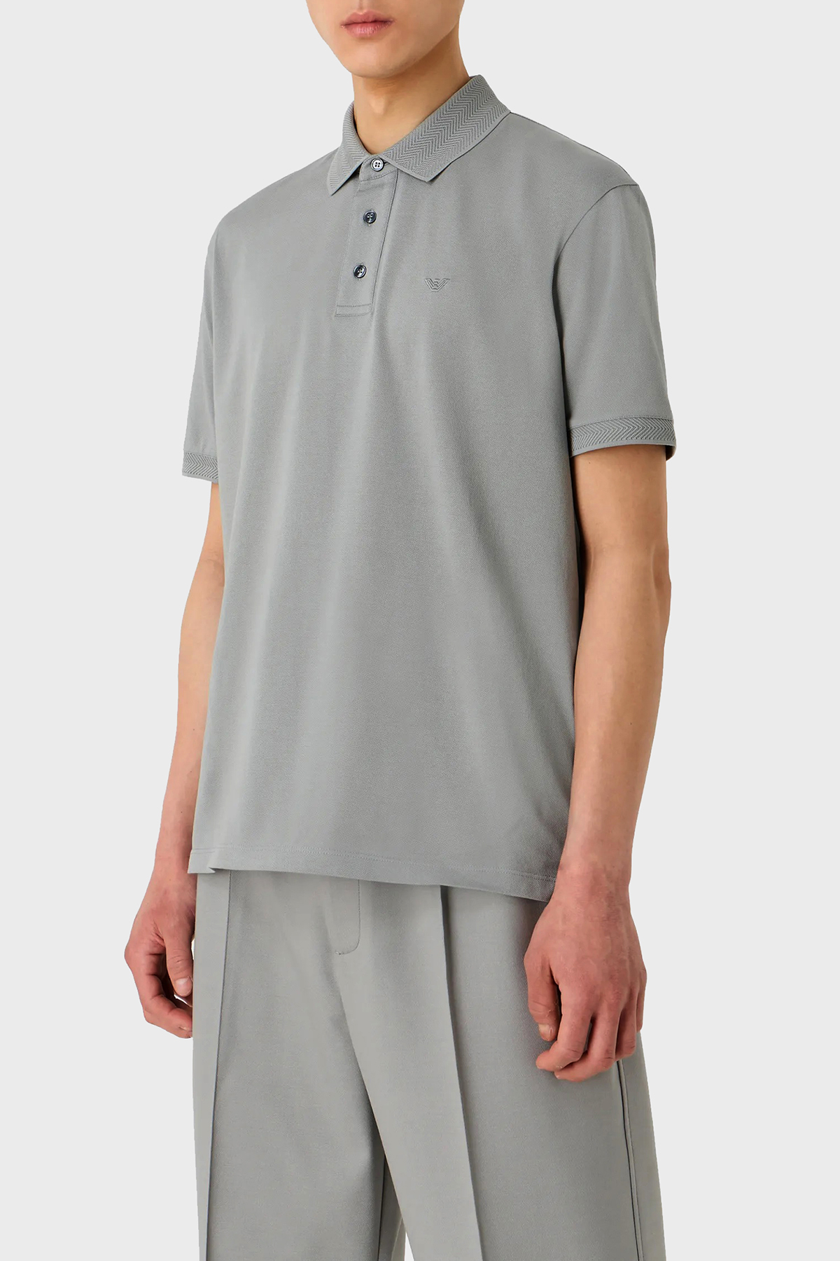 Emporio Armani Pamuklu Regular Fit Düğmeli Erkek Polo Yaka T Shirt 3D1FF2 1JTKZ 06G1 GRİ