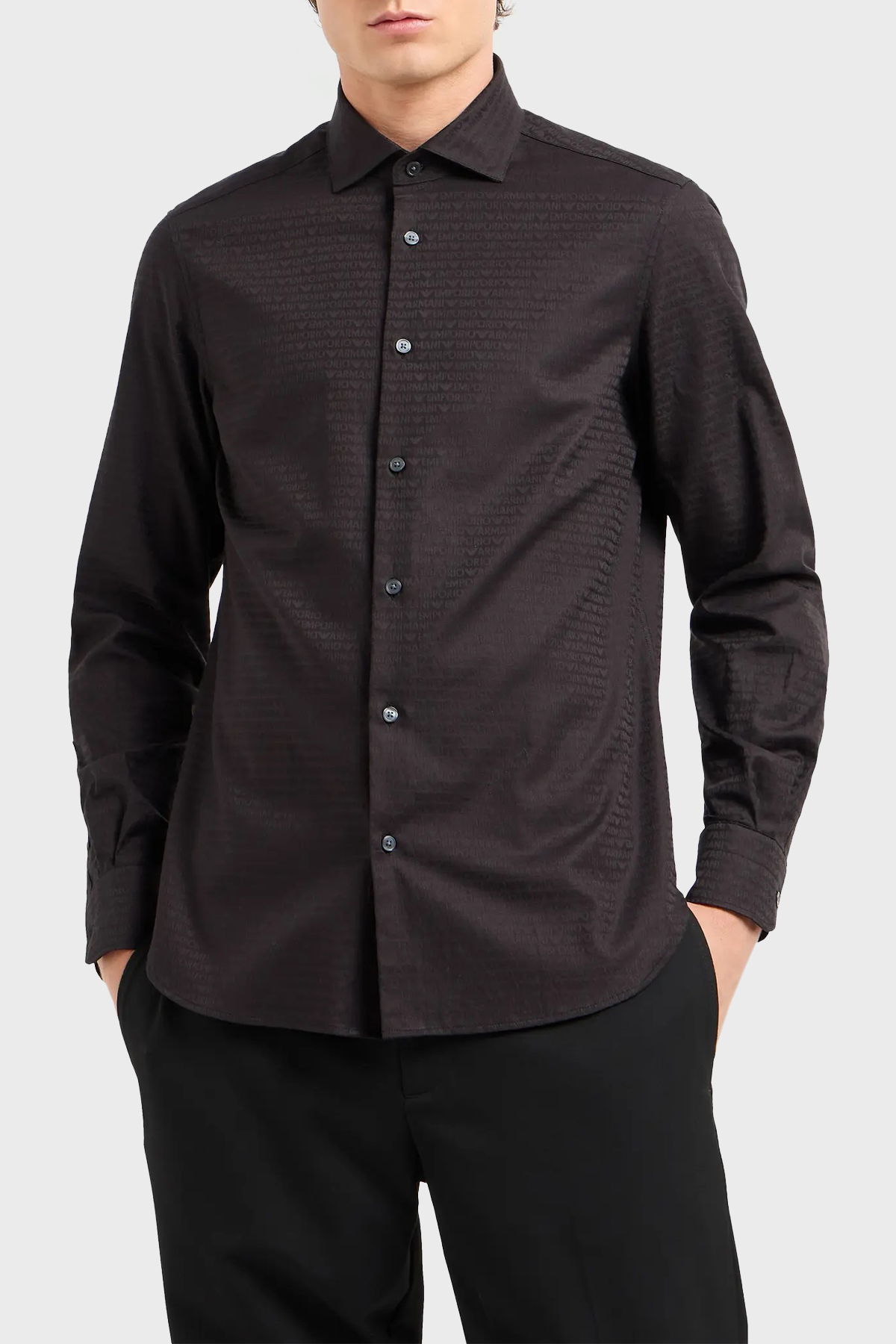 Emporio Armani Pamuklu Regular Fit Erkek Gömlek 6D1C86 1NIUZ F018 SİYAH