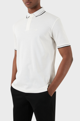Emporio Armani Pamuklu Regular Fit Erkek Polo Yaka T Shirt 3D1FM6 1JTKZ 0101 BEYAZ - Emporio Armani
