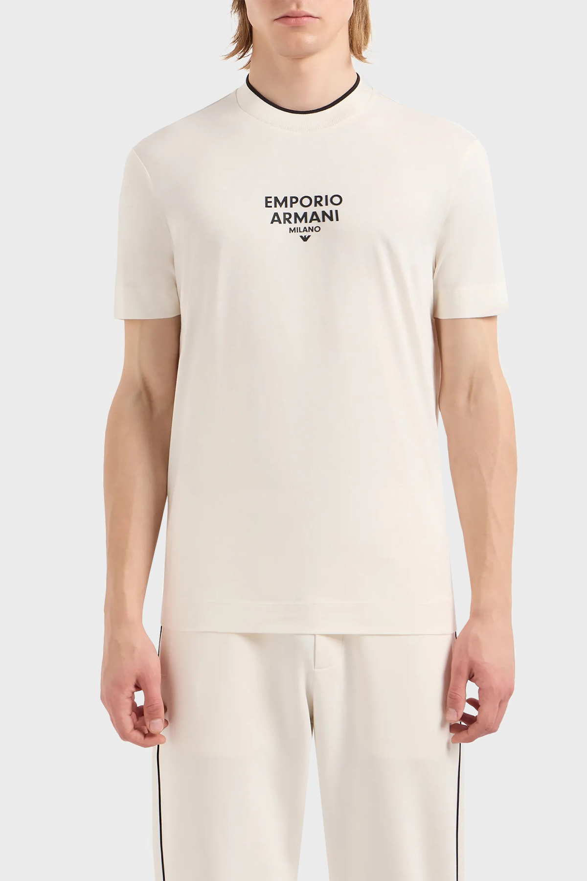 Emporio Armani Pamuklu Regular Fit Erkek T Shirt 3D1T73 1JPZZ 01A4 EKRU