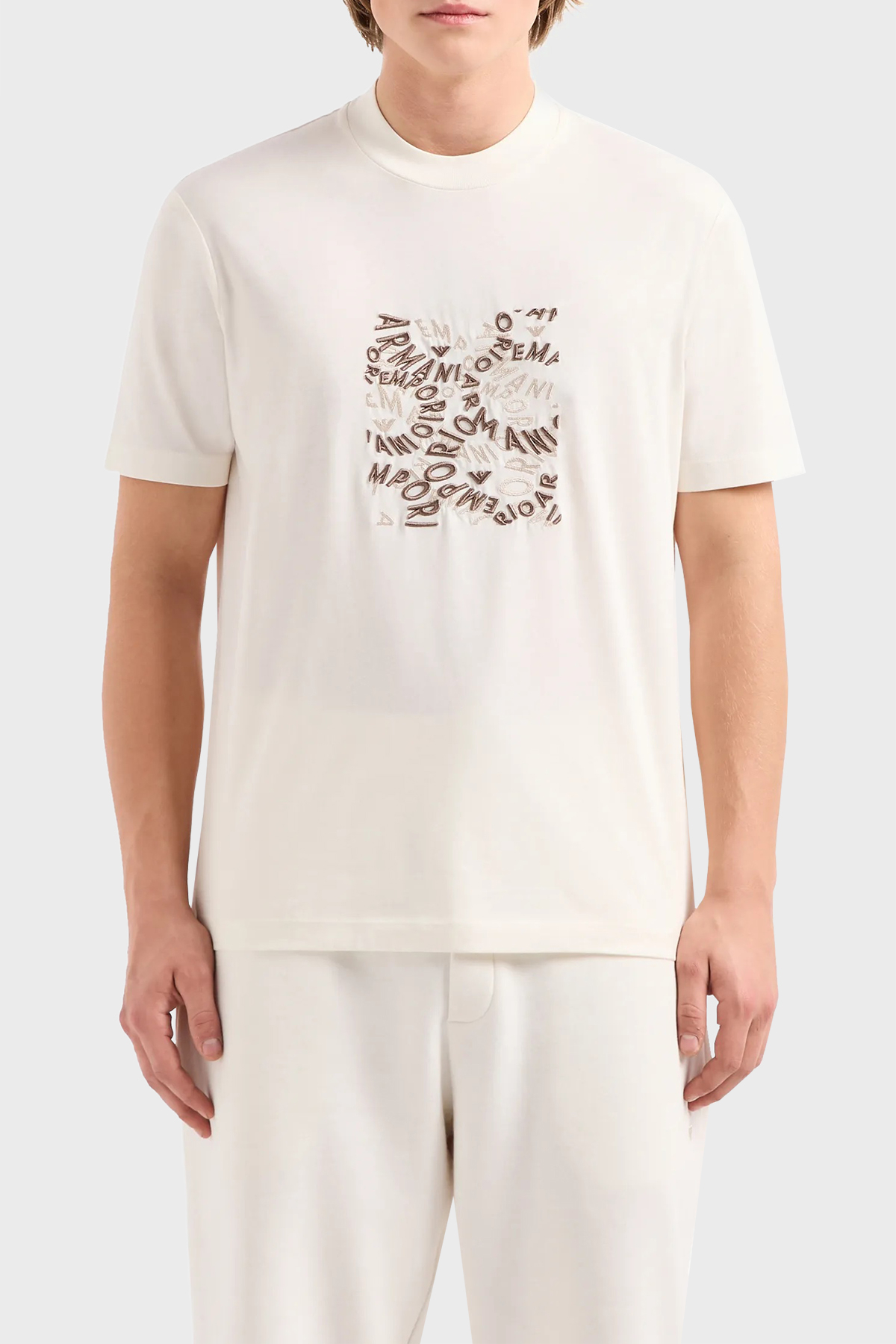 Emporio Armani Pamuklu Regular Fit Erkek T Shirt 3D1TG3 1JPZZ 01A2 EKRU