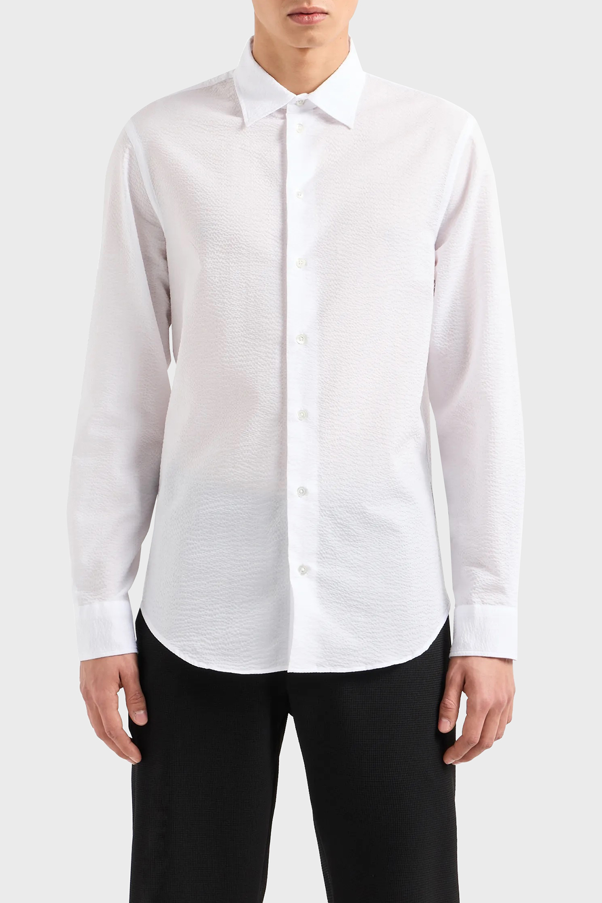Emporio Armani Pamuklu Regular Fit Gofre Erkek Gömlek E31SM0 F1336 100 BEYAZ