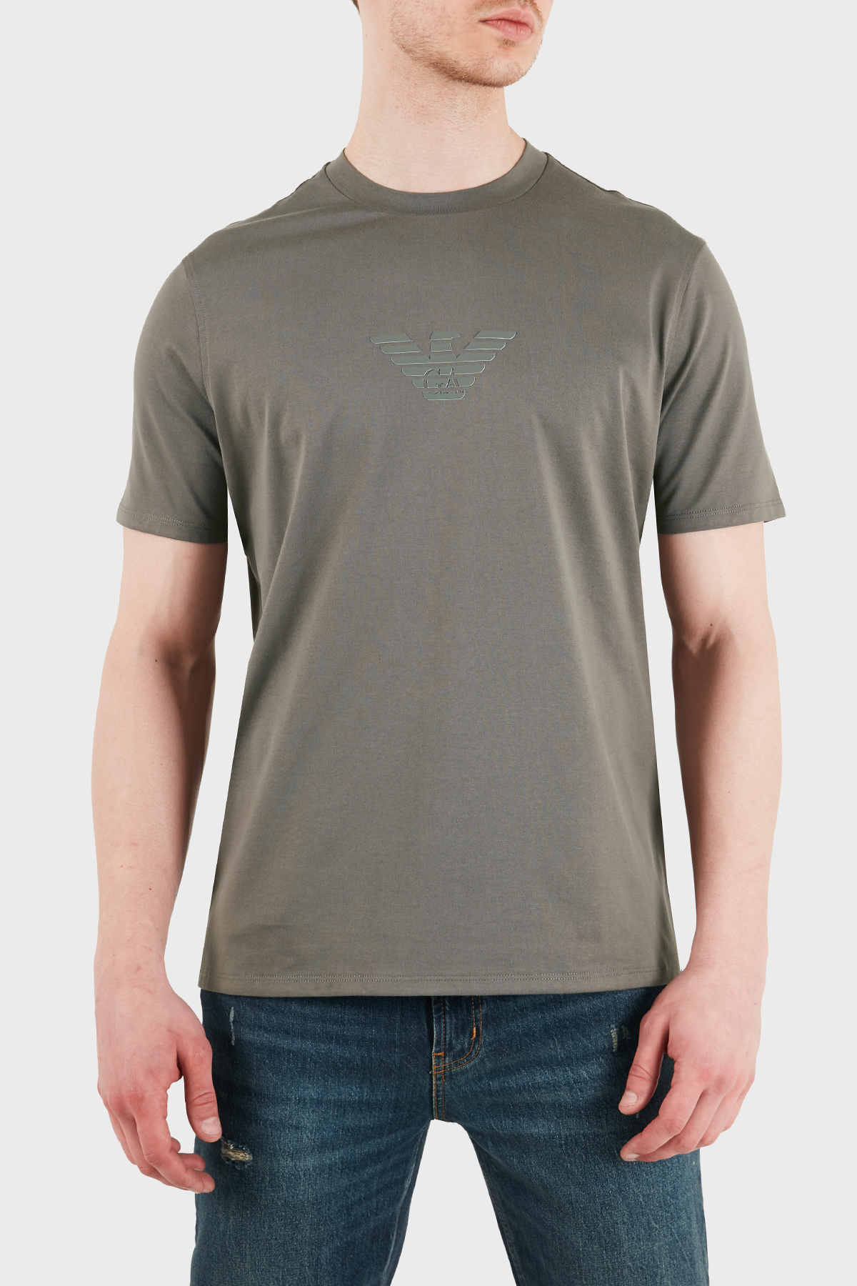 Emporio Armani Pamuklu Regular Fit Logolu Bisiklet Yaka Erkek T Shirt EM004583 AF13669 M8360 HAKİ