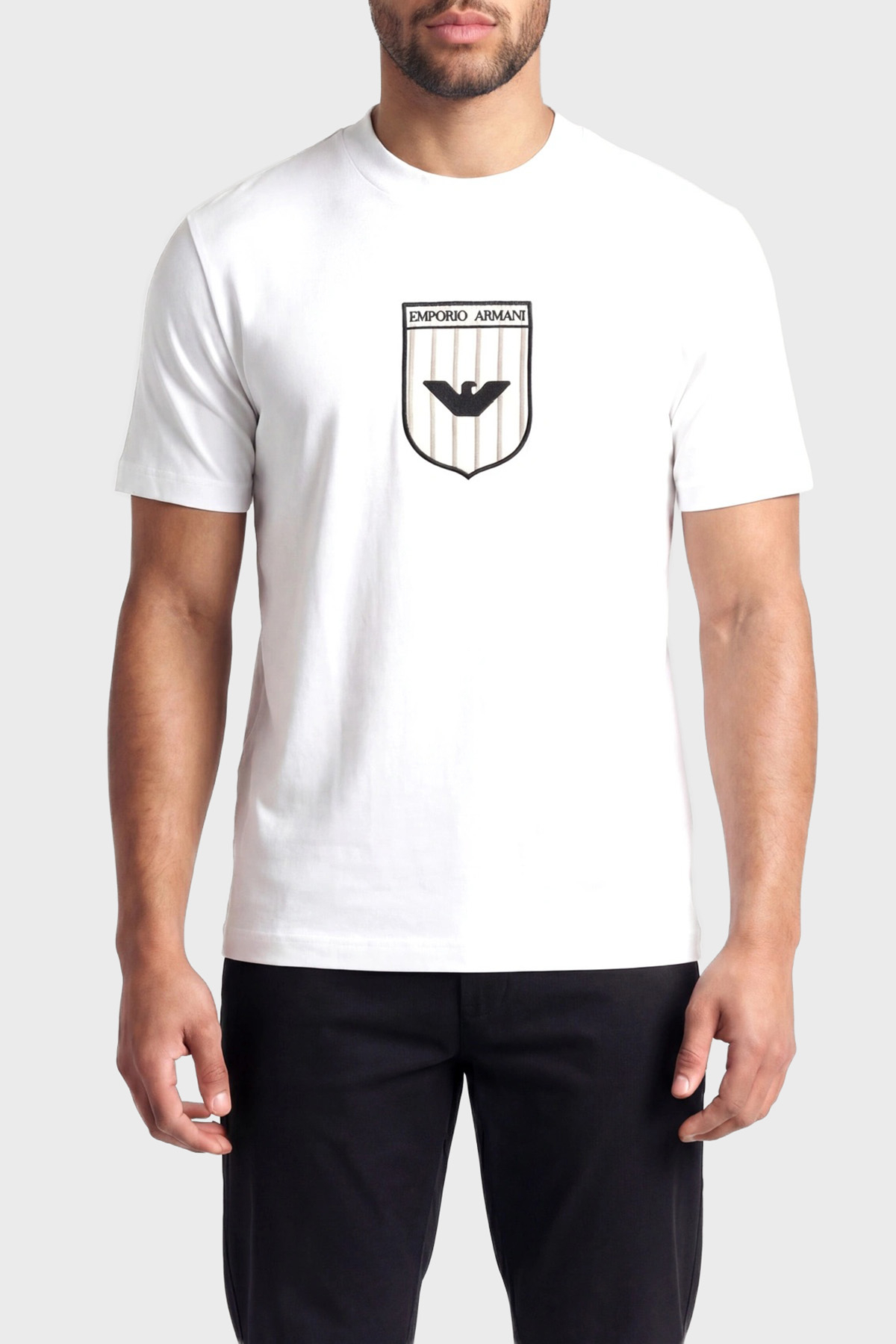 Emporio Armani Pamuklu Regular Fit Logolu Bisiklet Yaka Erkek T Shirt EM005551 AF25183 F0037 BEYAZ