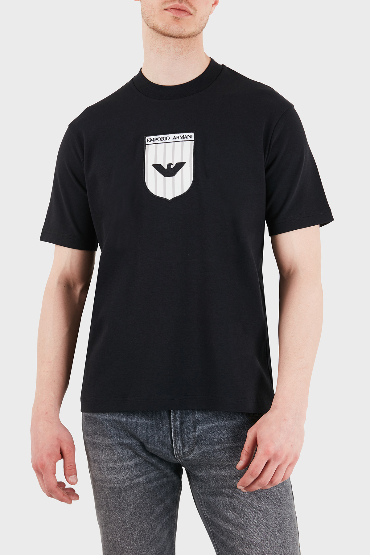 Emporio Armani Pamuklu Regular Fit Logolu Bisiklet Yaka Erkek T Shirt EM005551 AF25183 F8097 SİYAH