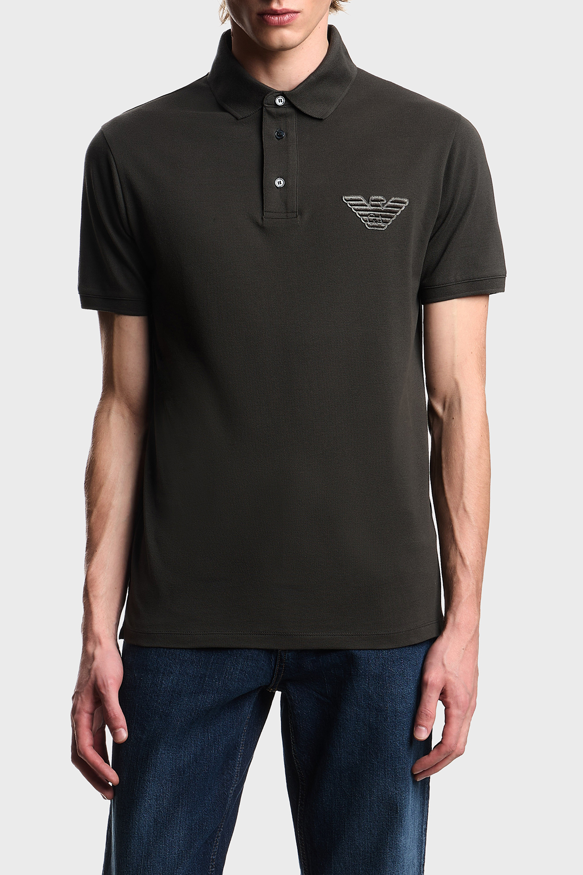 Emporio Armani Pamuklu Regular Fit Logolu Düğmeli Erkek Polo EM003524 AF12955 U8120 HAKİ