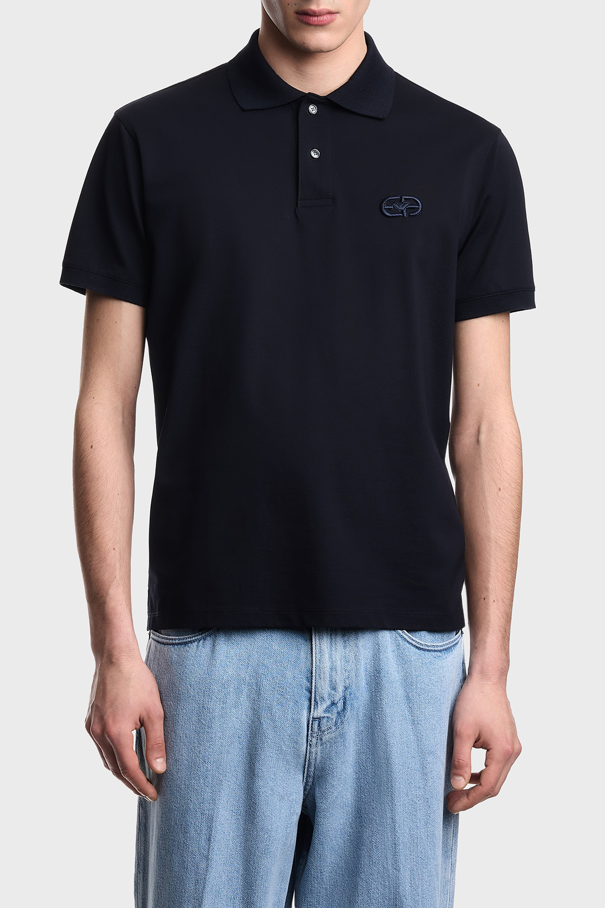 Emporio Armani Pamuklu Regular Fit Logolu Düğmeli Erkek Polo EM004579 AF13742 UB118 LACİVERT