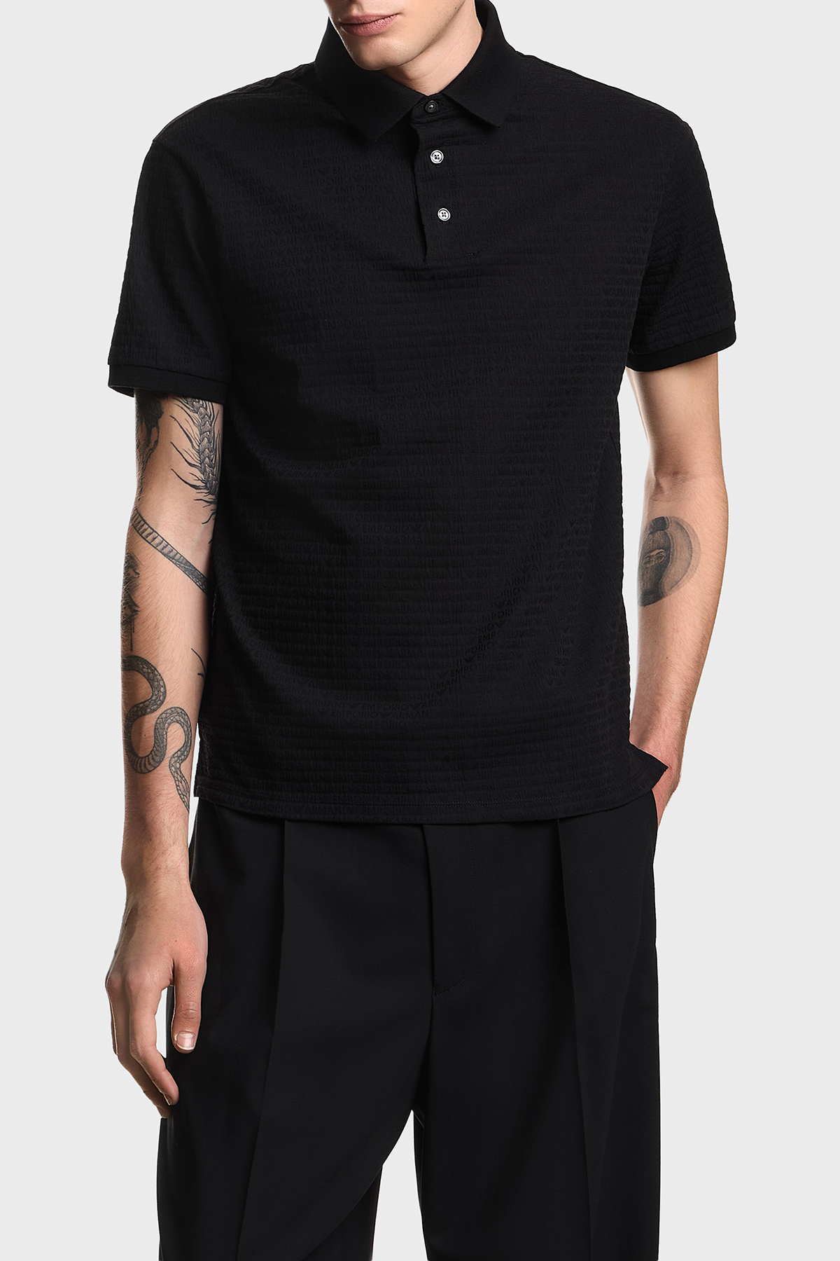 Emporio Armani Pamuklu Regular Fit Logolu Düğmeli Erkek Polo EM004595 AF10762 FC293 SİYAH
