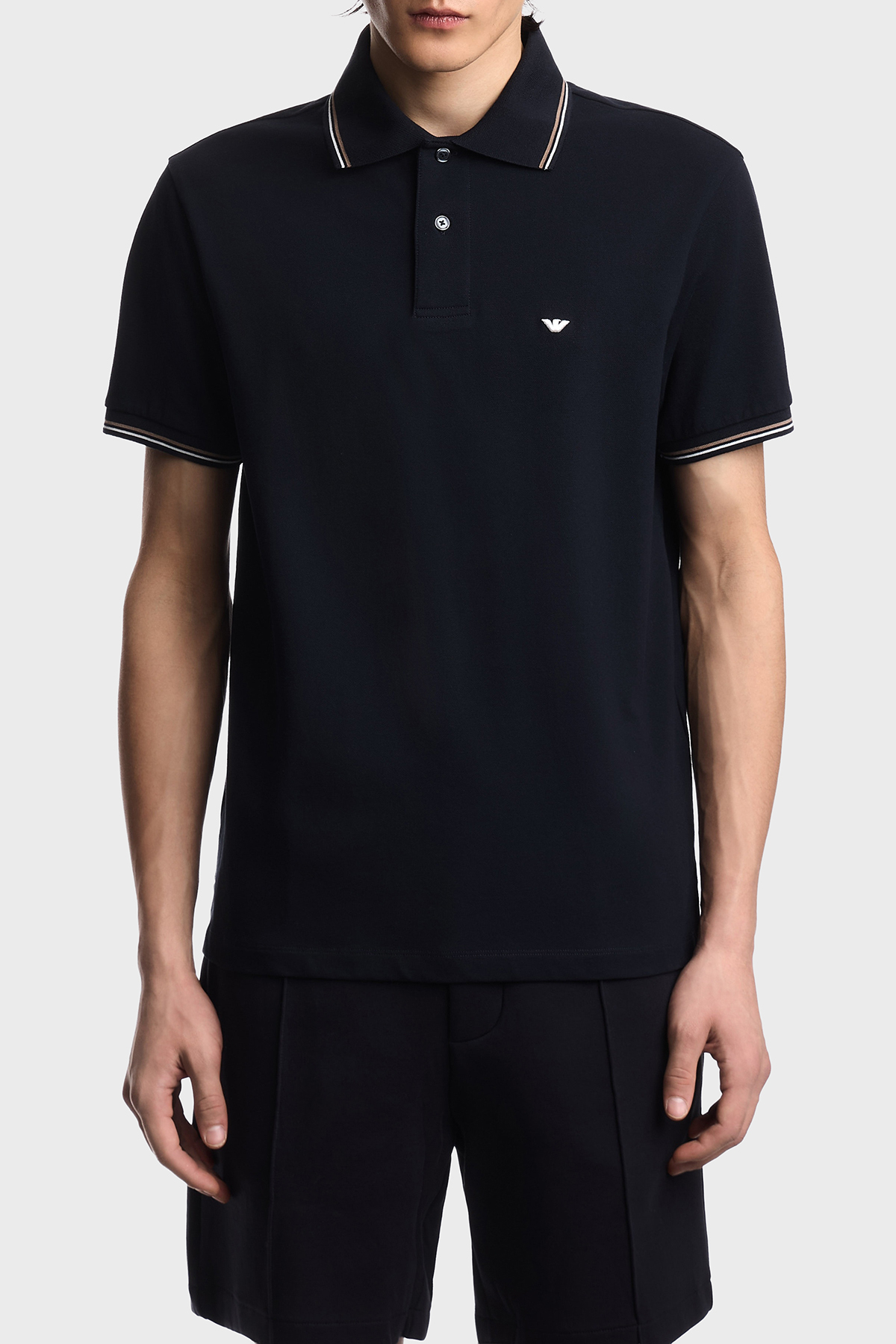 Emporio Armani Pamuklu Regular Fit Logolu Düğmeli Erkek Polo EM004606 AF23090 UB118 LACİVERT