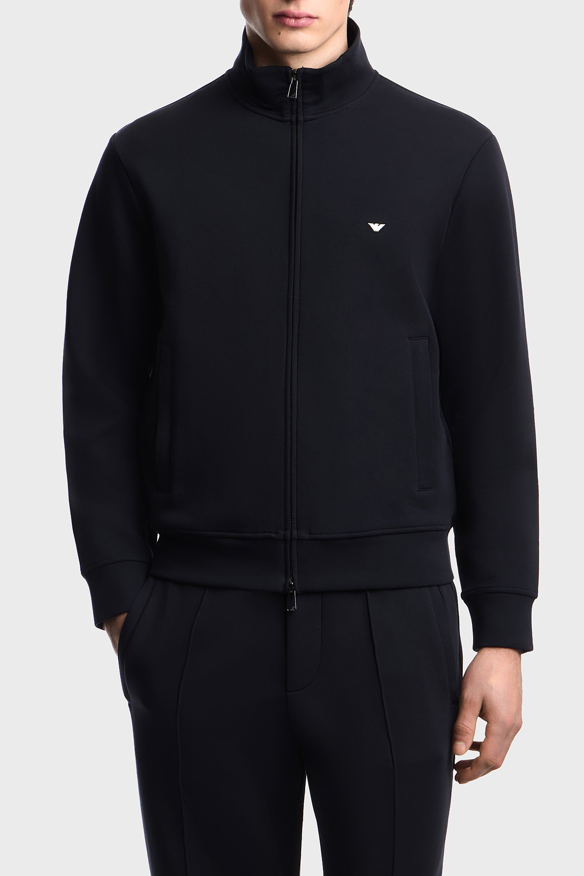 Emporio Armani Pamuklu Regular Fit Logolu Fermuarlı Dik Yaka Erkek Sweat EM004536 AF10013 UB118 LACİVERT