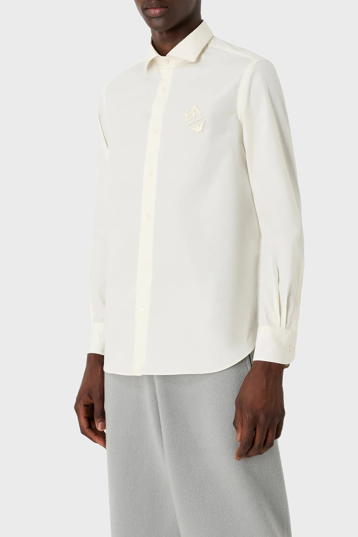 Emporio Armani Pamuklu Regular Fit Poplin Erkek Gömlek 3D1C86 1K2NZ 0128 EKRU